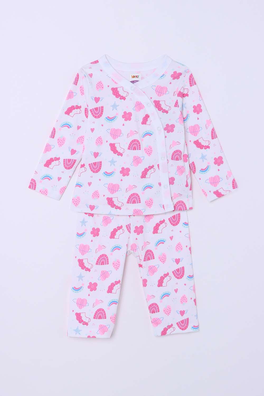 Character-Print-Blended-Fabric-Round-Neck-Infant-Girls-Casual-Wear-Clothing-Set