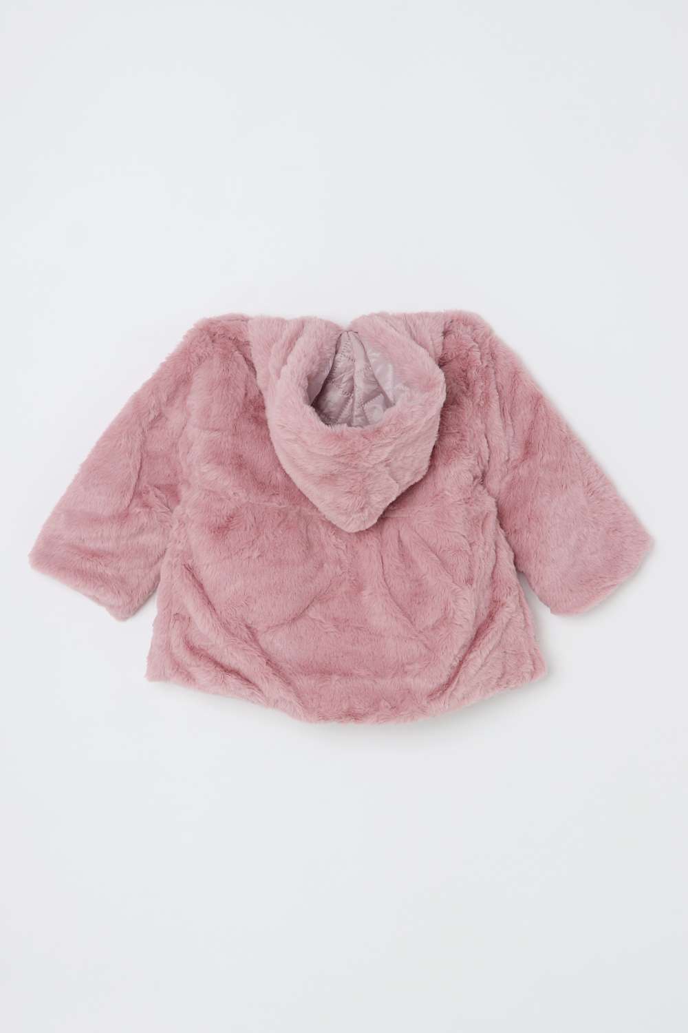 Solid-Faux-Fur-Hooded-Infant-Girls-Jacket