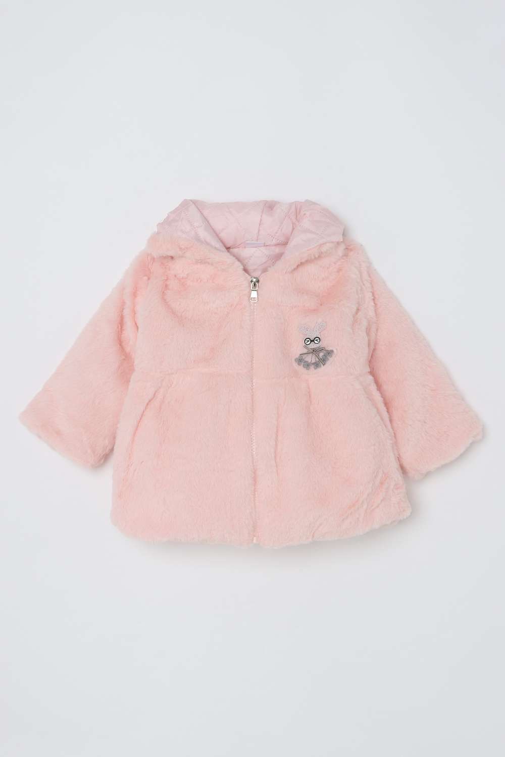 Solid-Faux-Fur-Hooded-Infant-Girls-Jacket