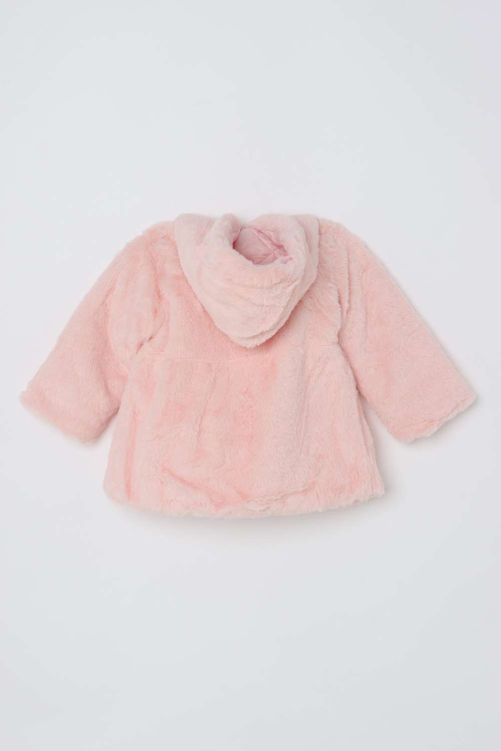 Solid-Faux-Fur-Hooded-Infant-Girls-Jacket