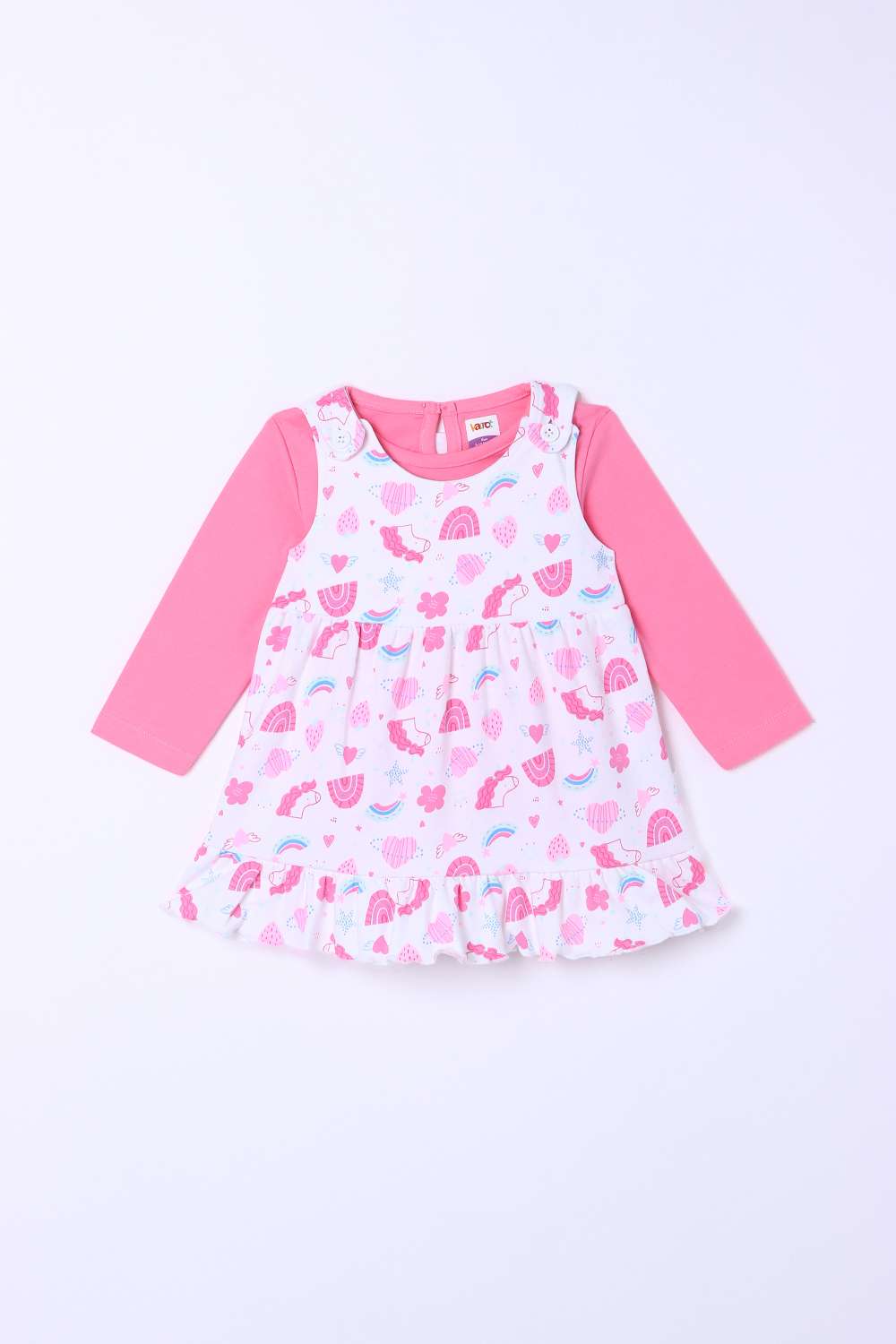 Character-Print-Blended-Fabric-Round-Neck-Infant-Girls-Casual-Wear-Clothing-Set