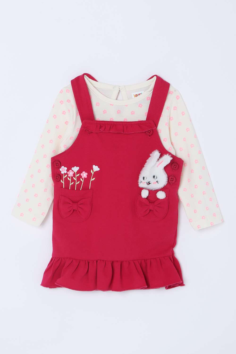Embroidered-Cotton-Infant-Girls-Dungaree-Set