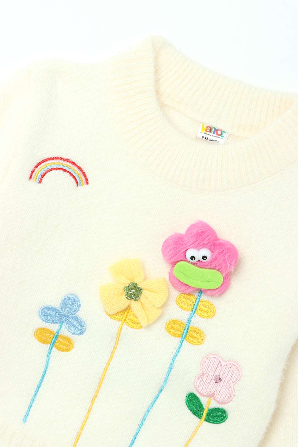 Textured-Polyester-Round-Neck-Infant-Girls-Sweater