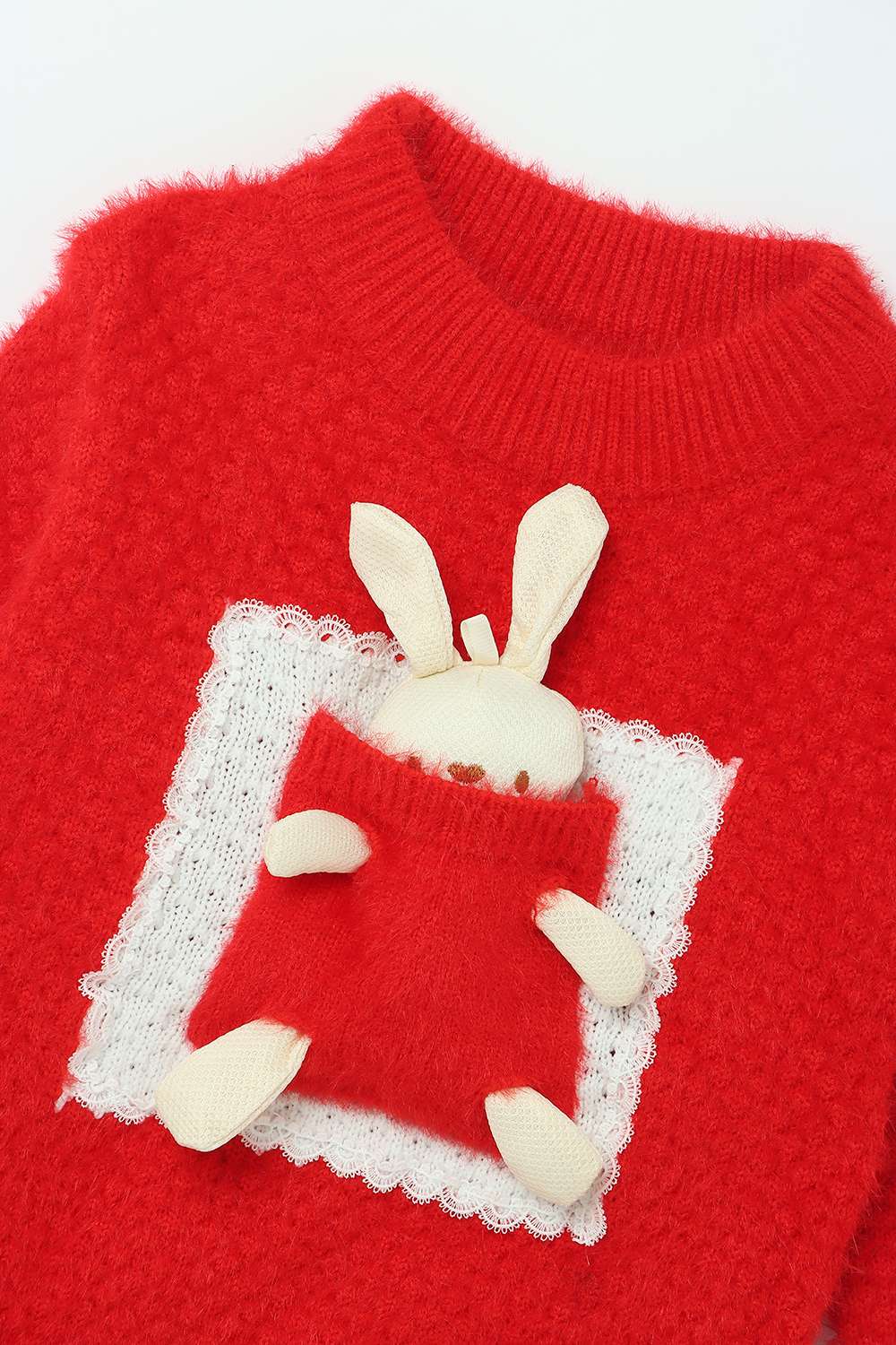 Textured-Polyester-Round-Neck-Infant-Girls-Sweater