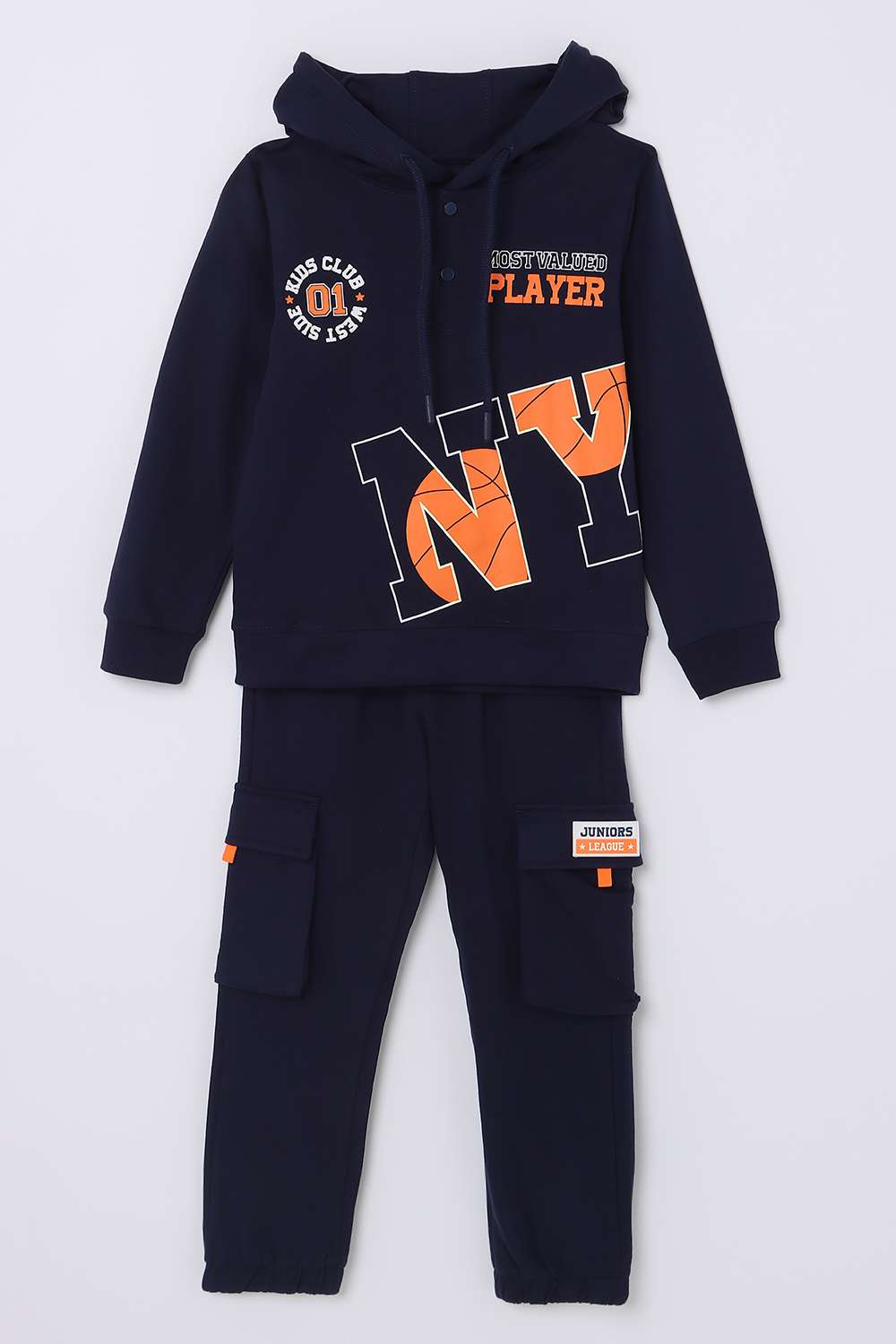 Graphic-Print-Blended-Fabric-Hooded-Boys-Clothing-Set