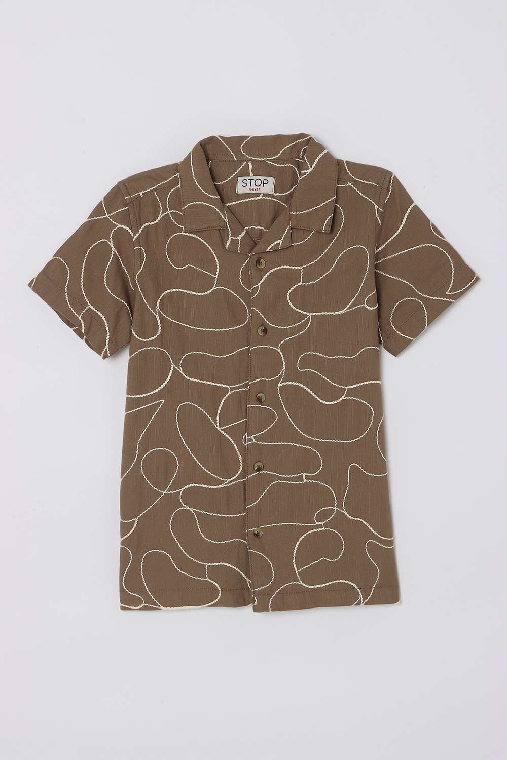 Embroidered-Cotton-Round-Neck-Boys-Casual-Wear-Shirt