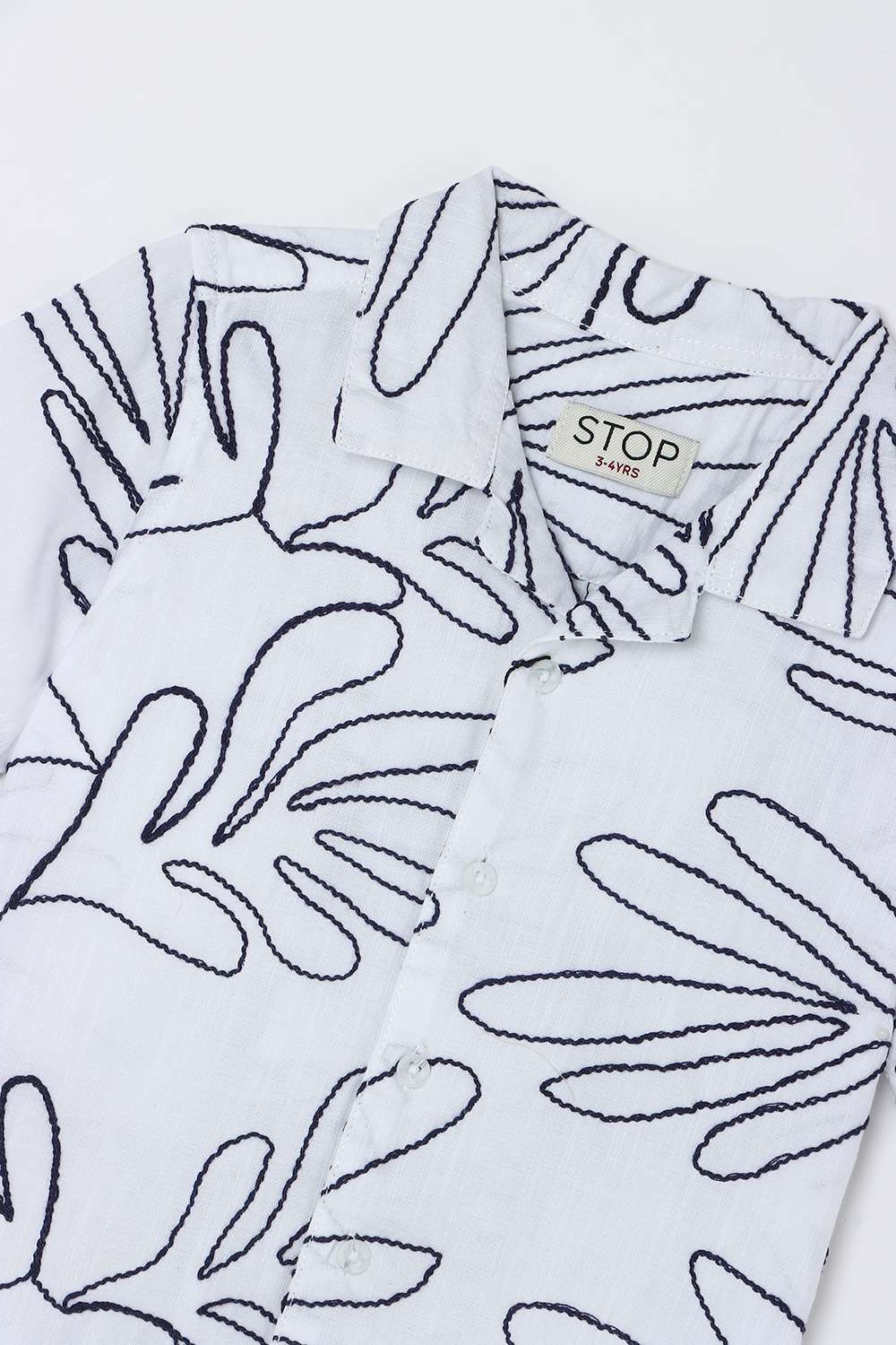 Embroidered-Blended-Fabric-Collared-Boys-Shirt