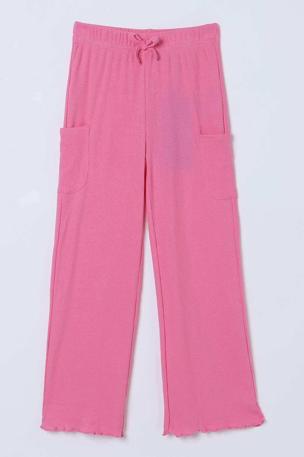 Solid-Blended-Fabric-Regular-Fit-Girls-Pants