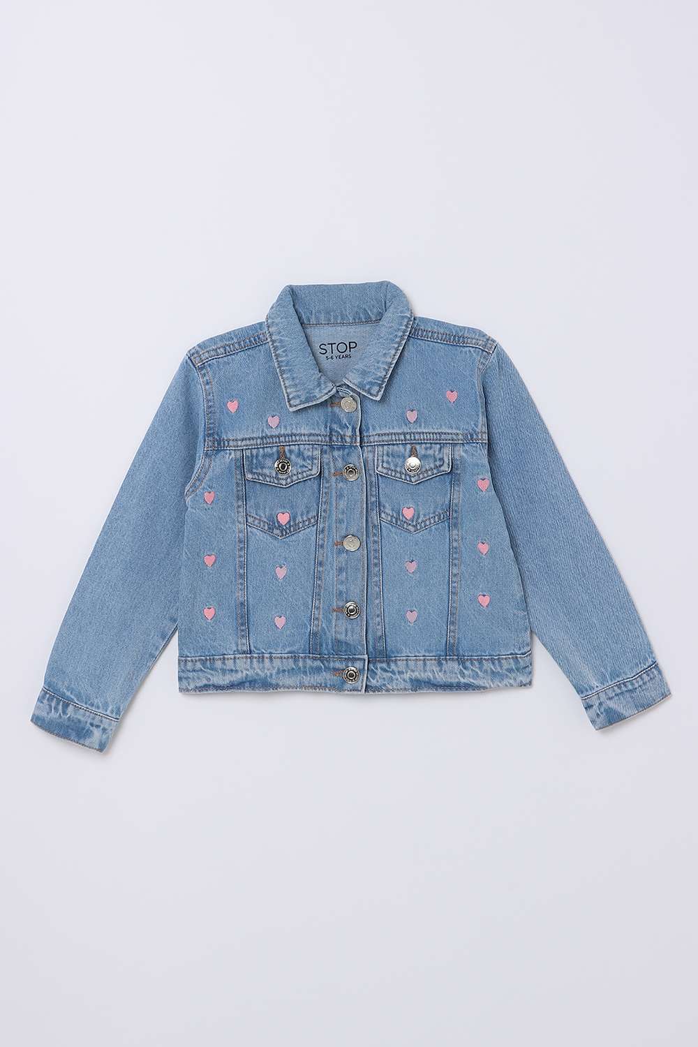 Embroidered-Blended-Fabric-Collared-Girls-Jacket