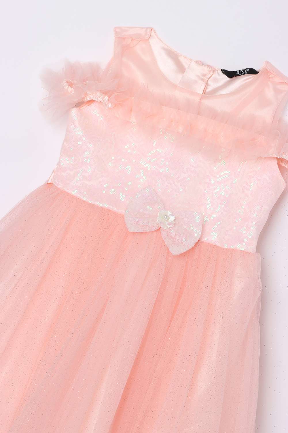 Solid-Round-Neck-Polyester-Girl-s-Dress