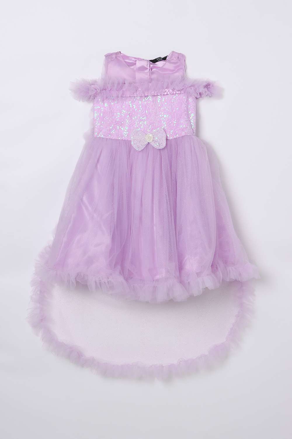 Solid-Round-Neck-Polyester-Girl-s-Dress
