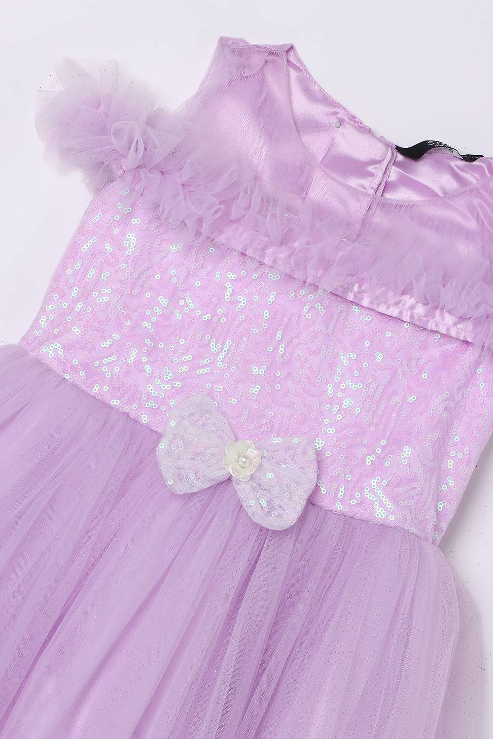 Solid-Round-Neck-Polyester-Girl-s-Dress