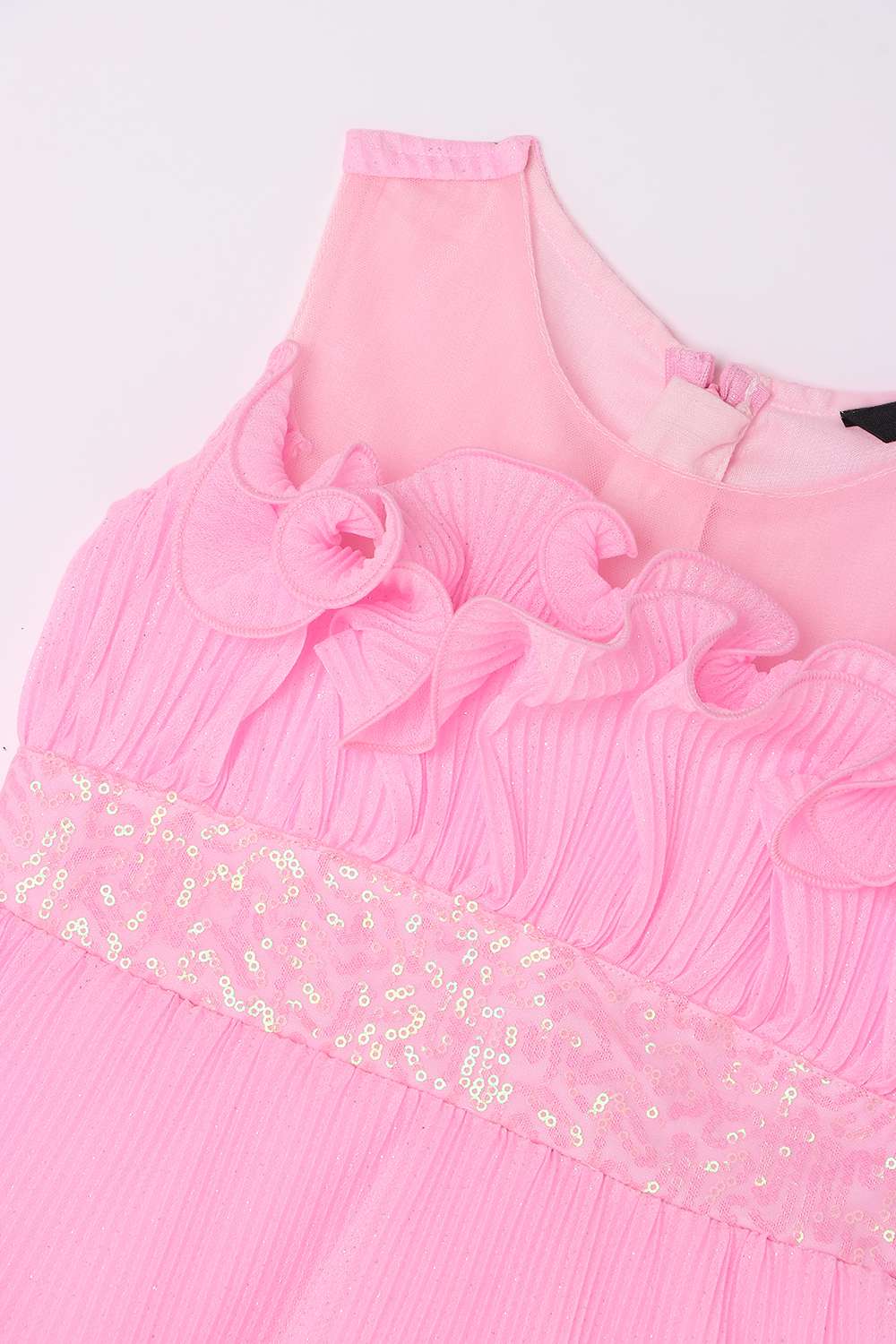 Solid-Polyester-Round-Neck-Girl-s-Dress