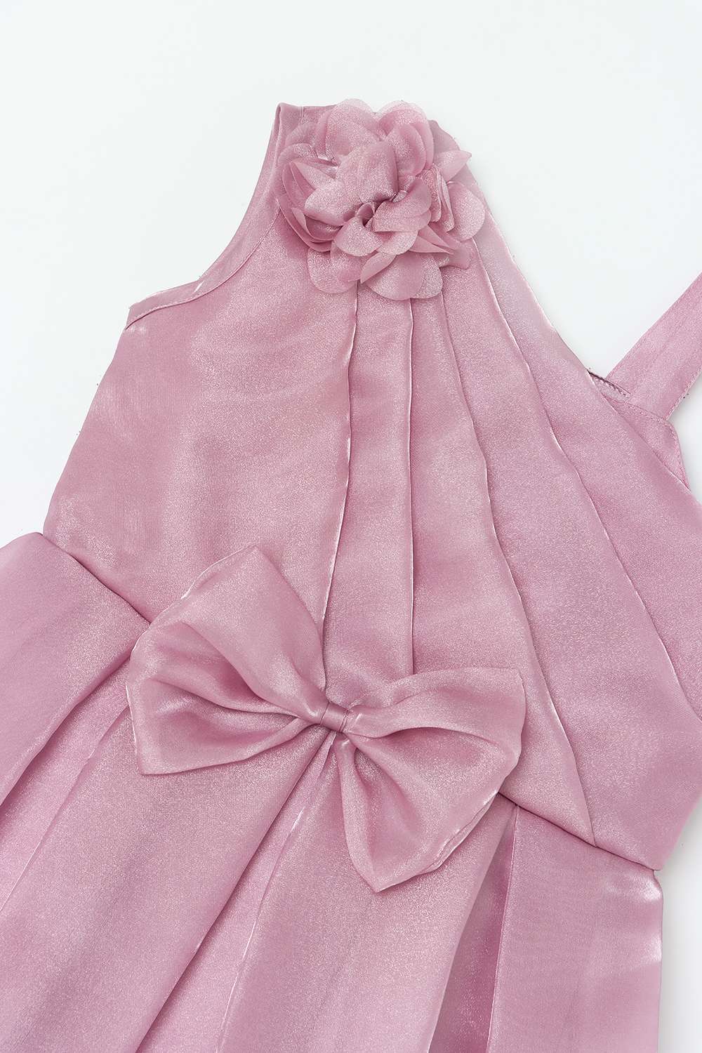 Solid-Blended-Fabric-Round-Neck-Girls-Casual-Wear-Dress