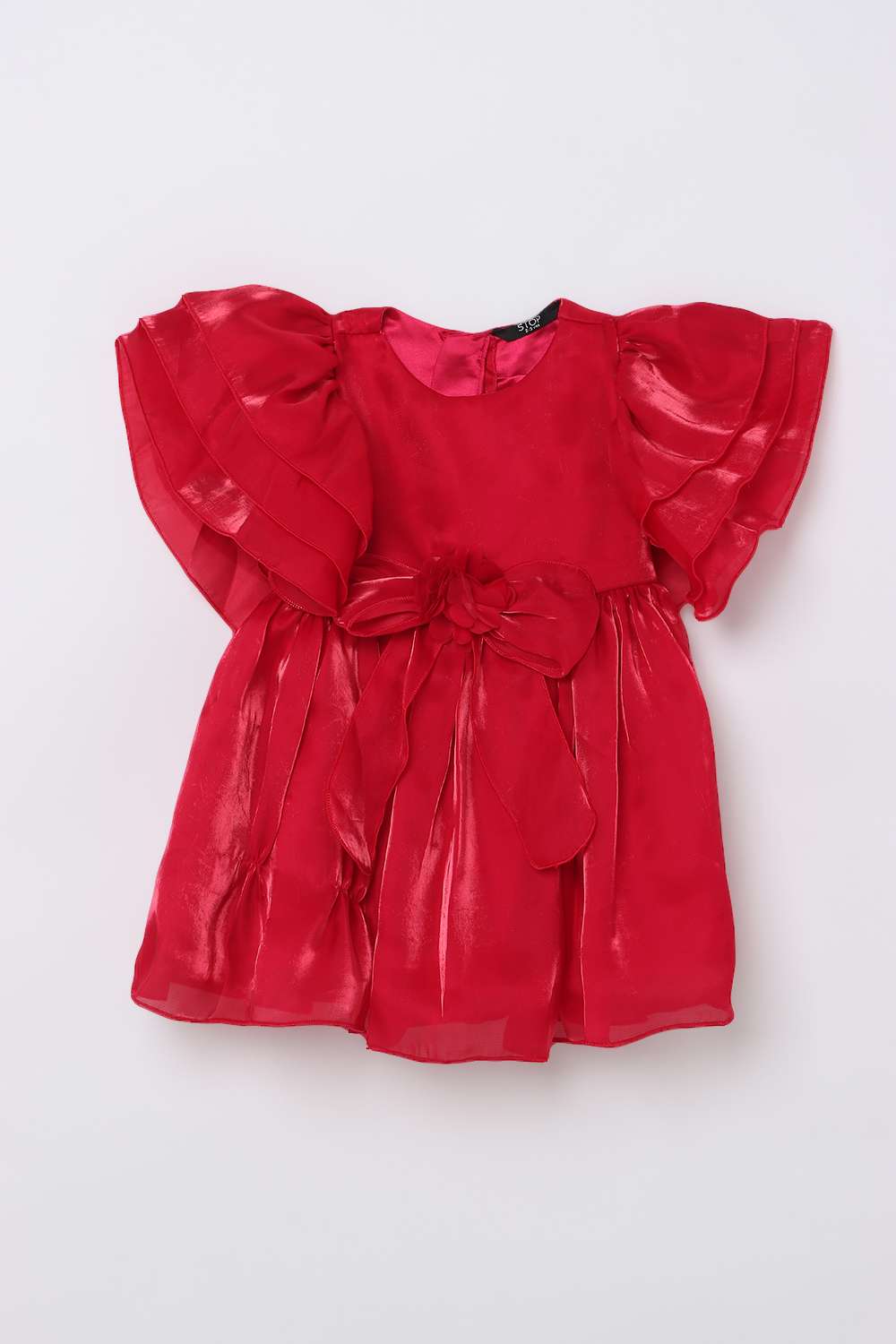 Solid-Round-Neck-Polyester-Girl-s-Dress