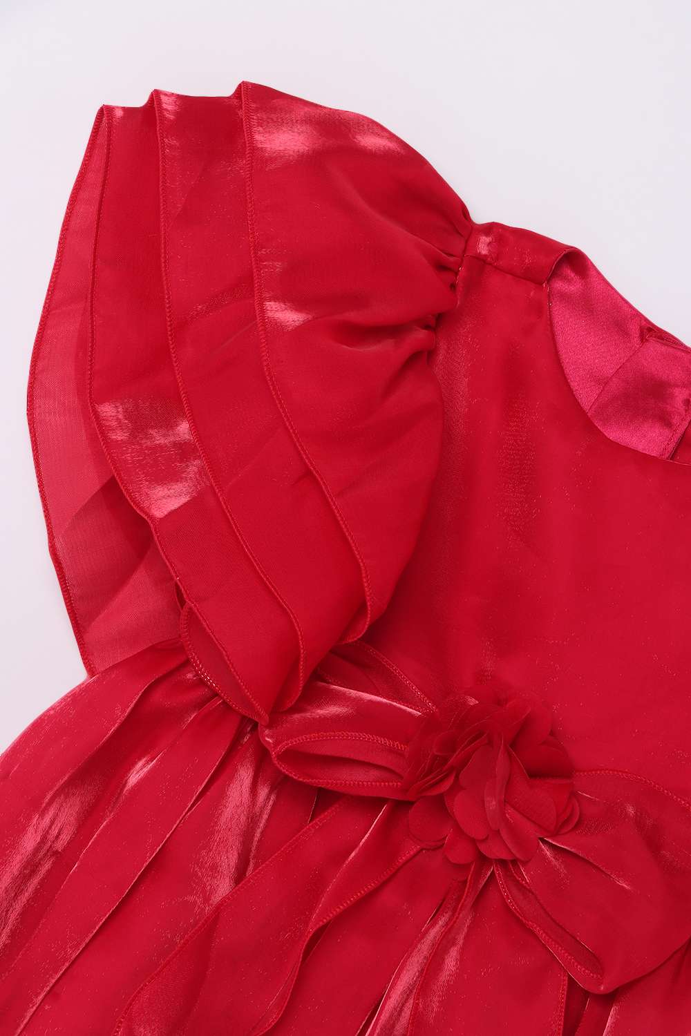 Solid-Round-Neck-Polyester-Girl-s-Dress