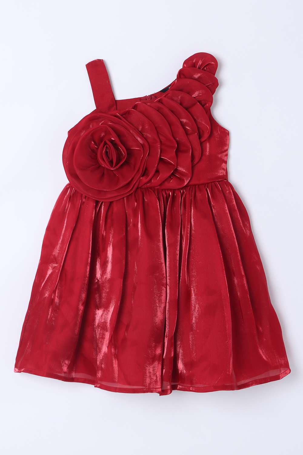 Solid-Polyester-Round-Neck-Girls-Casual-Wear-Dress