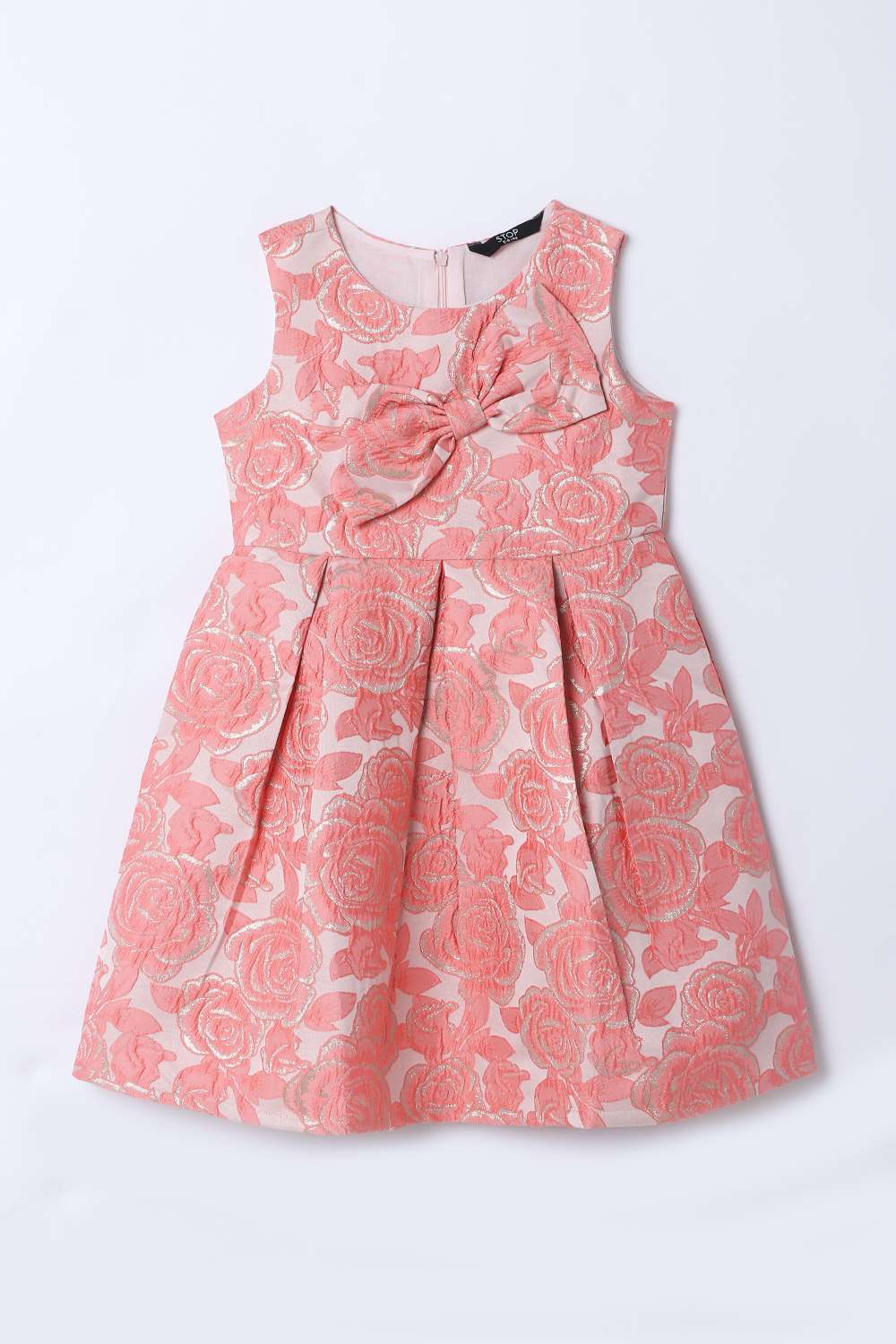 Solid-Polyester-Round-Neck-Girl-s-Dress
