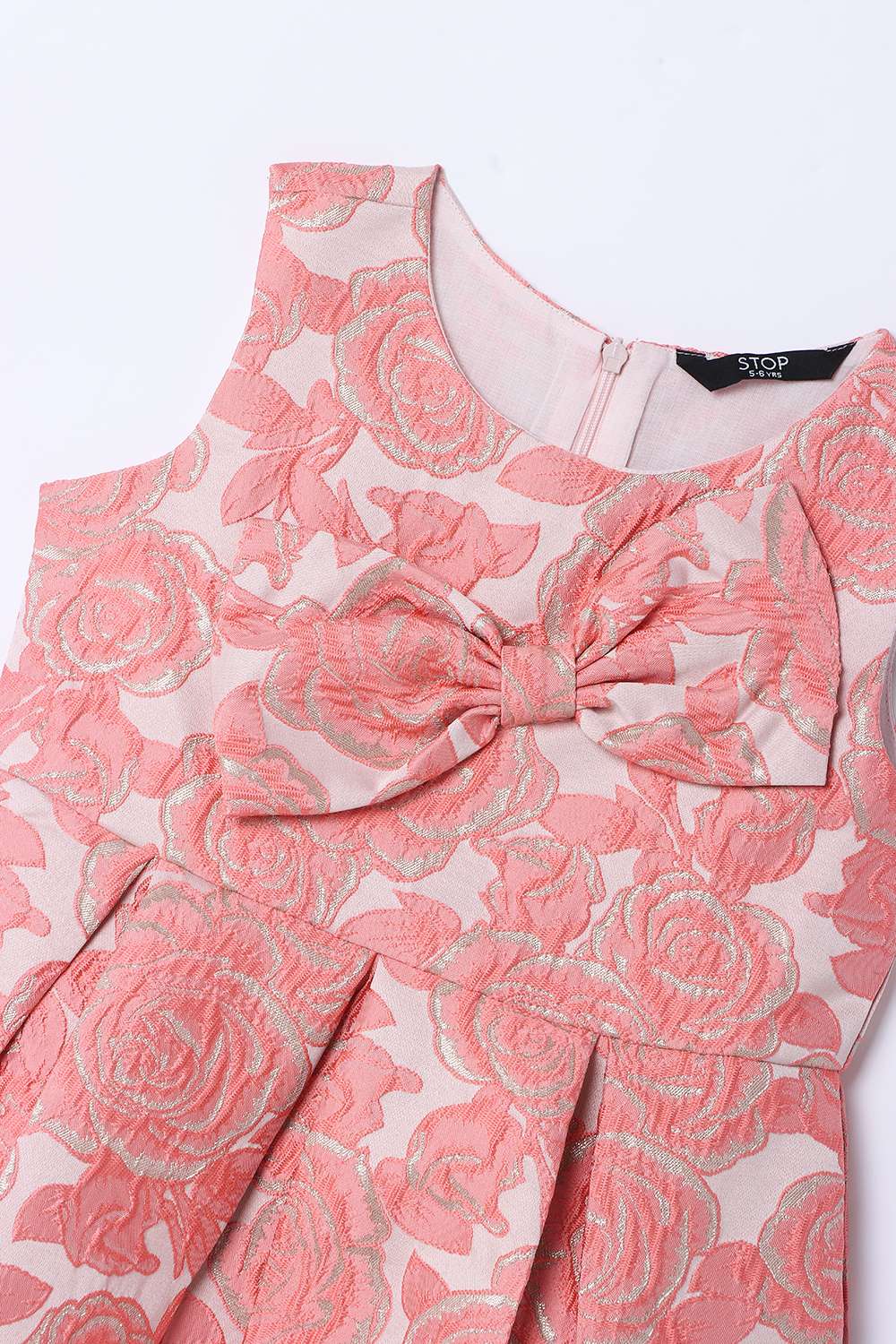 Solid-Polyester-Round-Neck-Girl-s-Dress