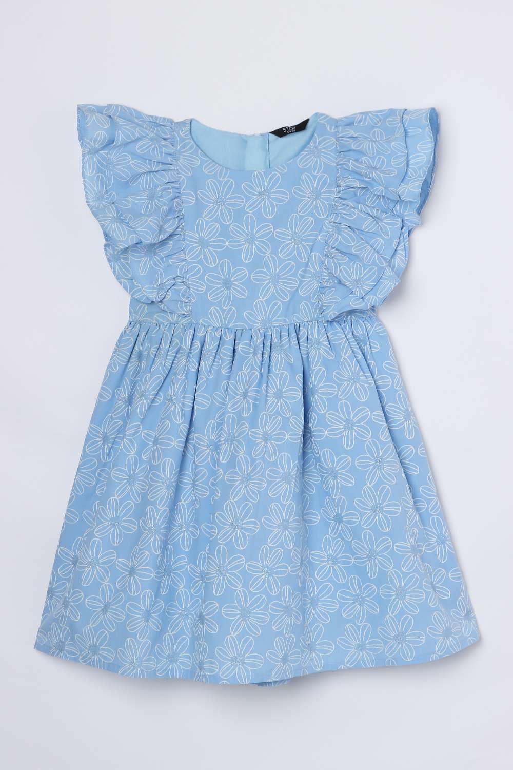 Floral-Cotton-Round-Neck-Girls-Casual-Wear-Dress