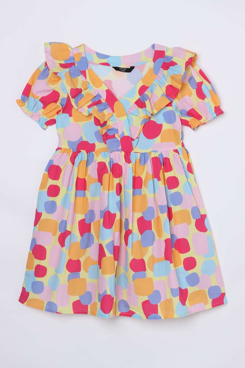 Printed-Cotton-V-Neck-Girls-Casual-Wear-Dress