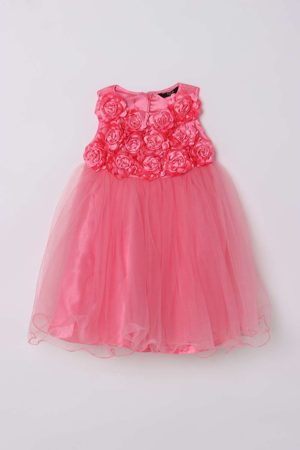Solid-Round-Neck-Polyester-Girl-s-Dress