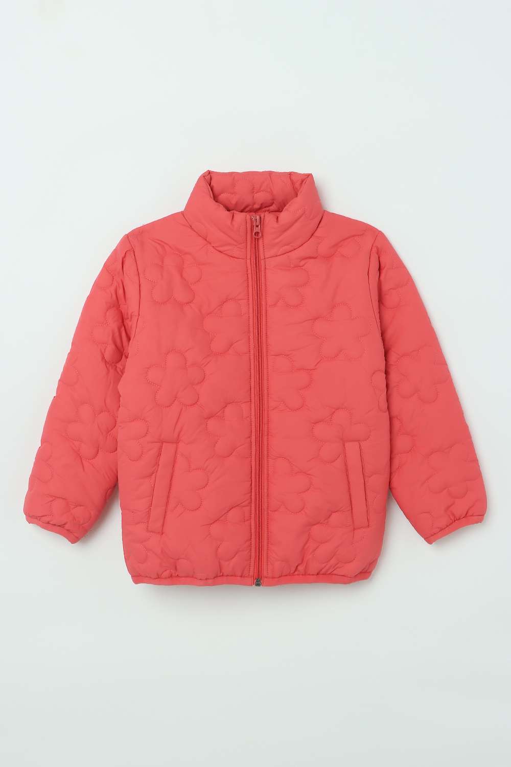 Solid-Blended-Fabric-Round-Neck-Girls-Jacket