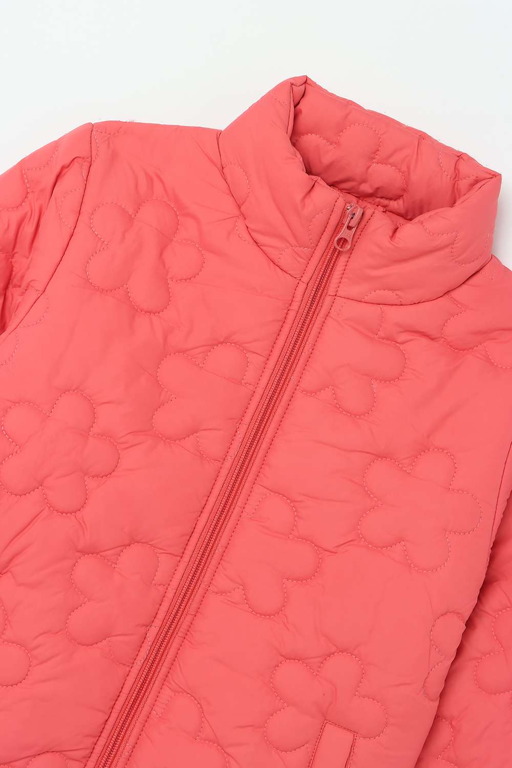 Solid-Blended-Fabric-Round-Neck-Girls-Jacket