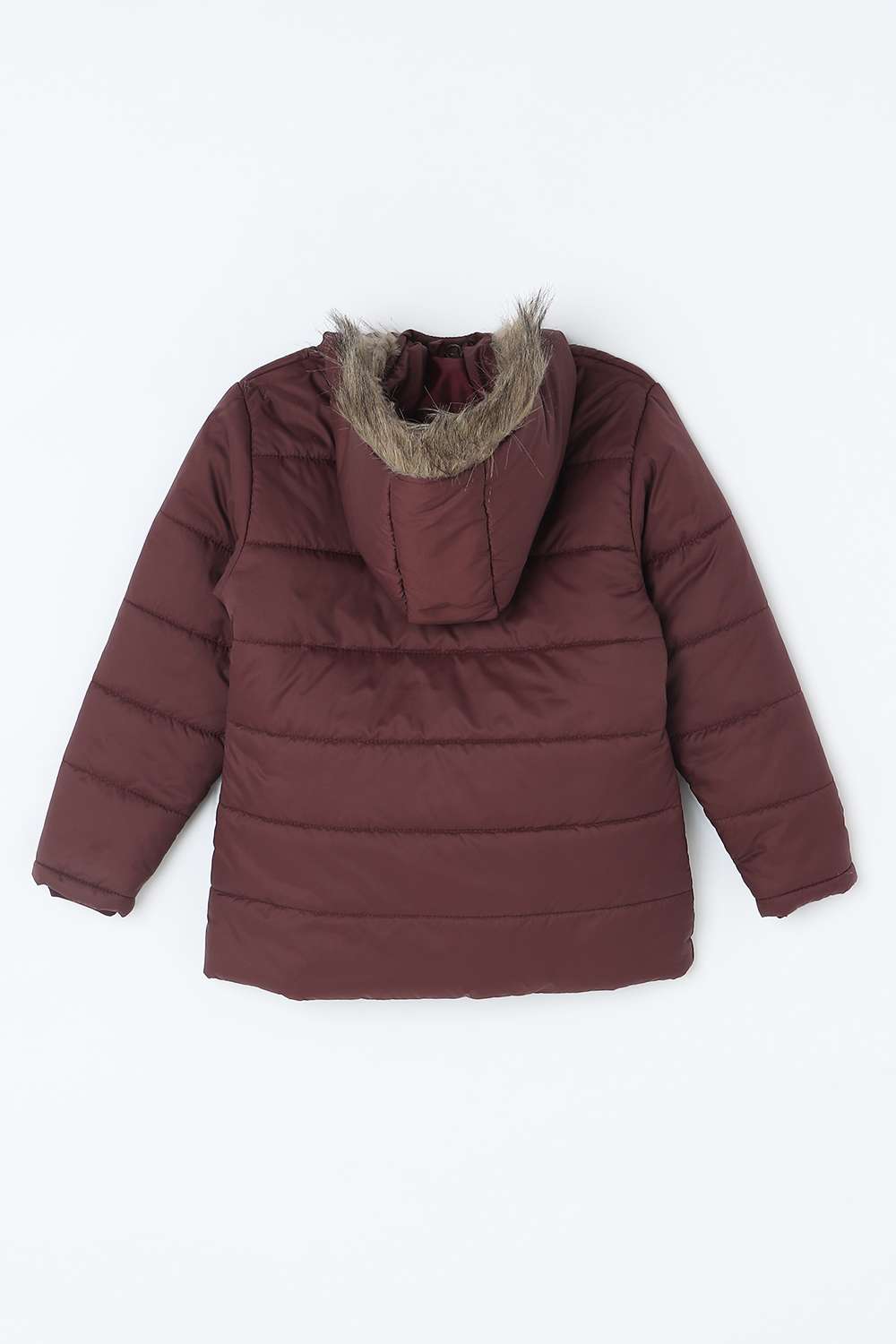 Solid-Polyester-Hooded-Girls-Puffer-Jacket