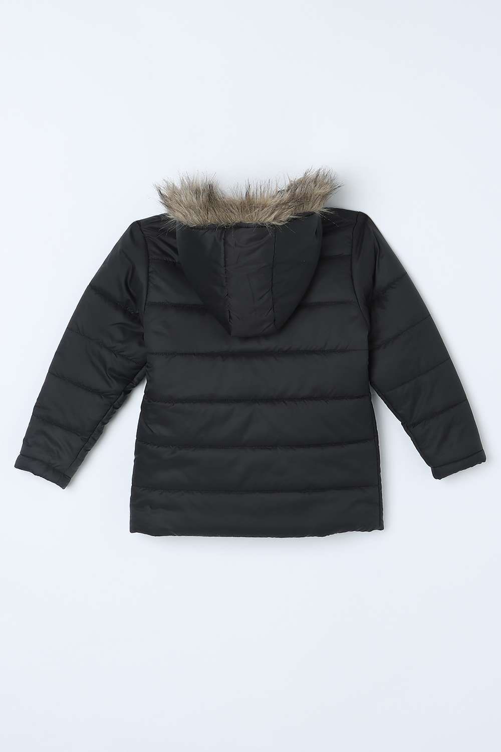 Solid-Polyester-Hooded-Girls-Puffer-Jacket