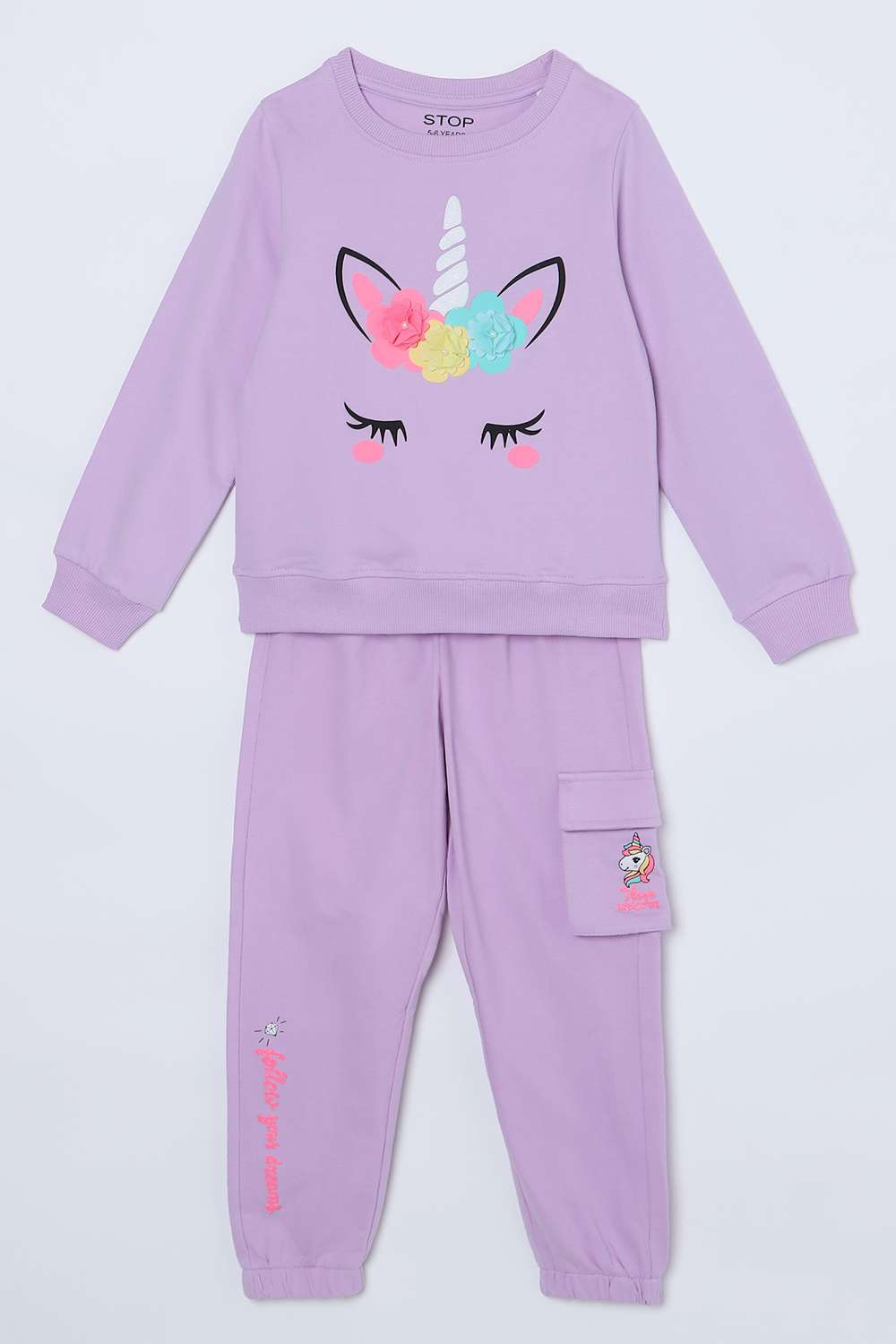 Graphic-Print-Cotton-Full-Length-Girls-Clothing-Set