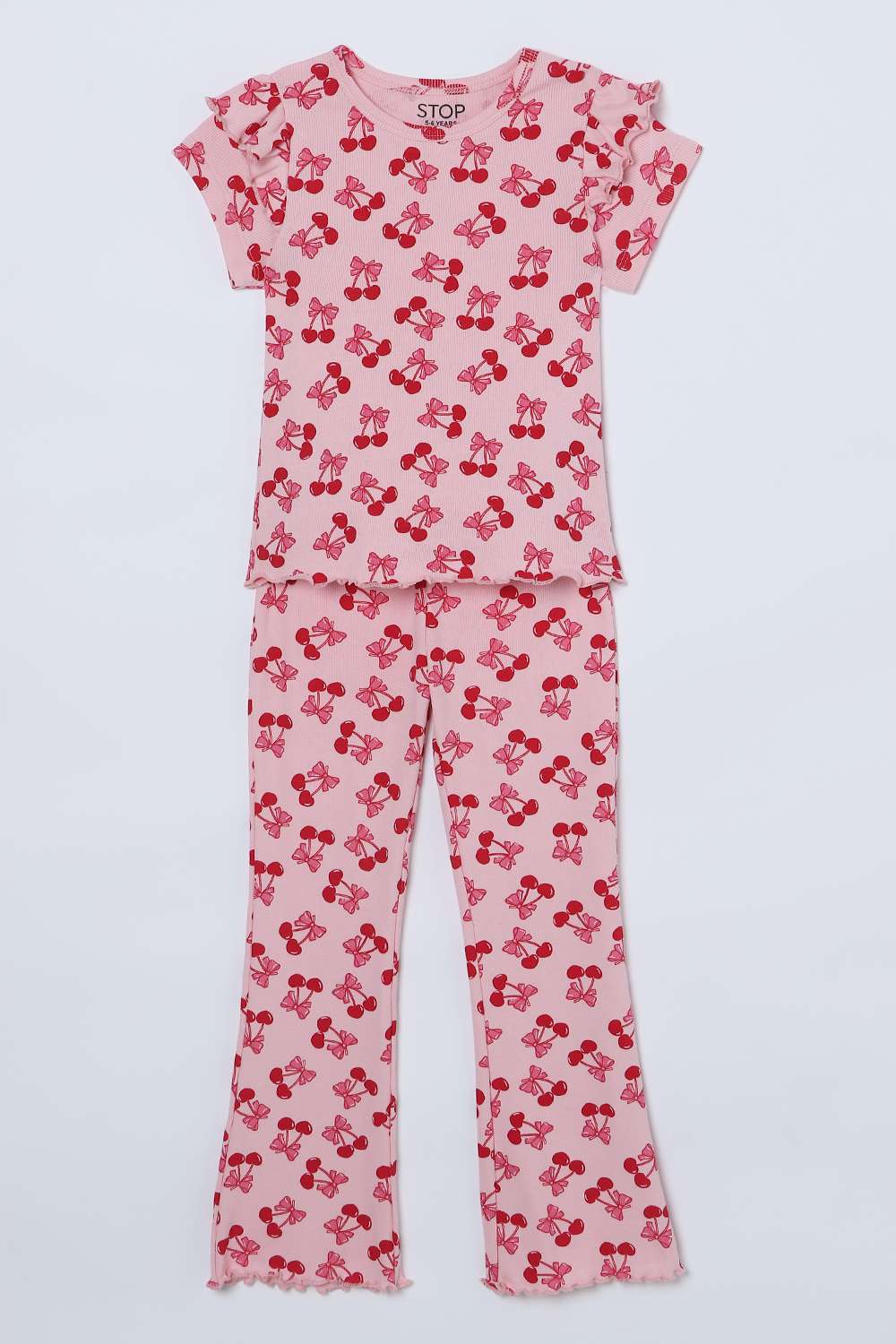 Printed-Blended-Fabric-Full-Length-Girls-Clothing-Set