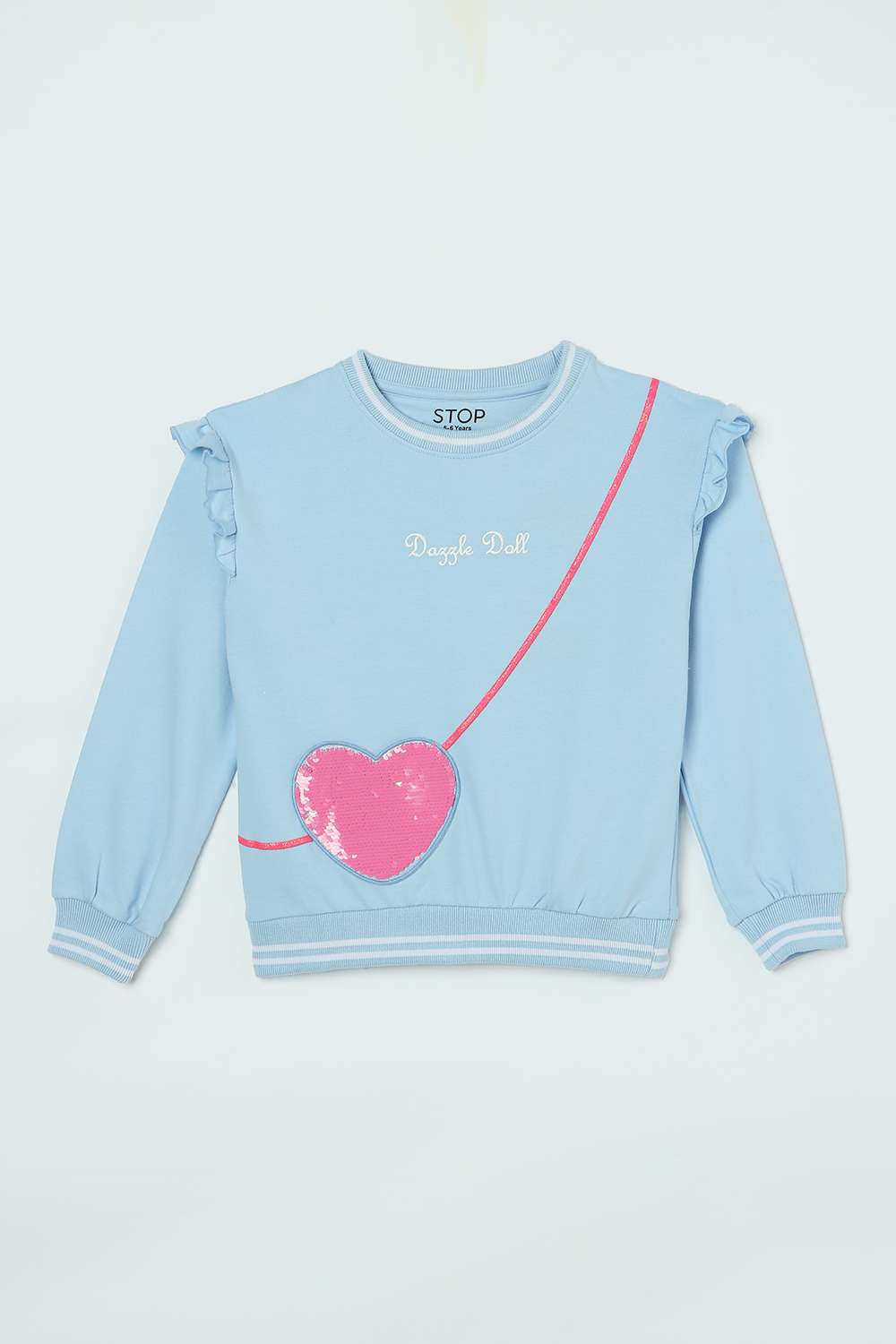 Solid-Blended-Fabric-Round-Neck-Girls-Sweatshirt