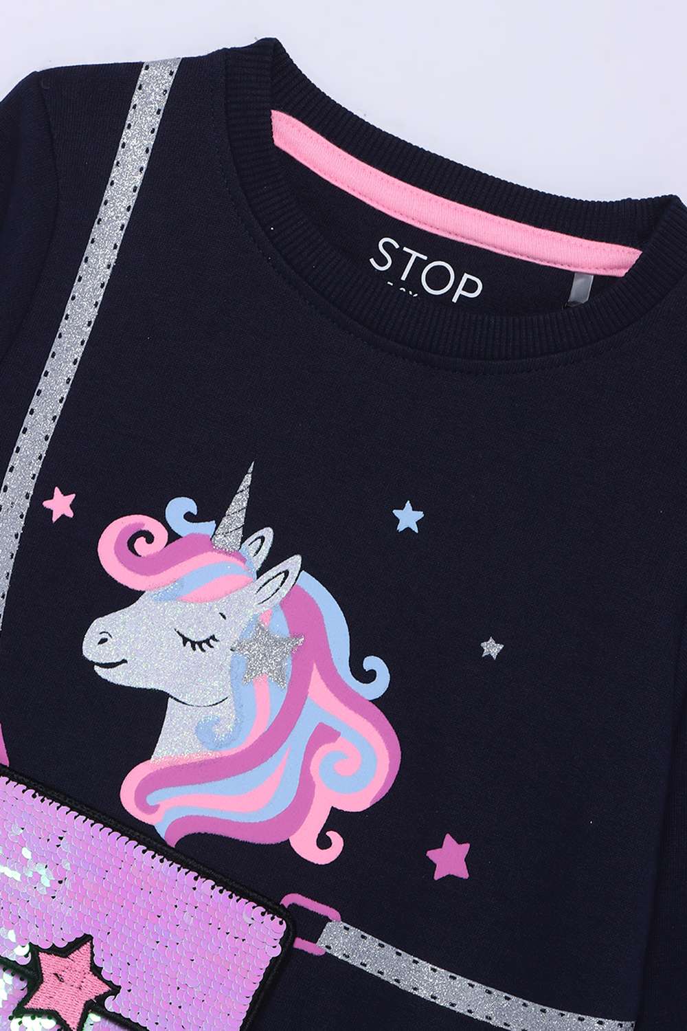 Sequinned-Cotton-Round-Neck-Girls-Sweatshirt