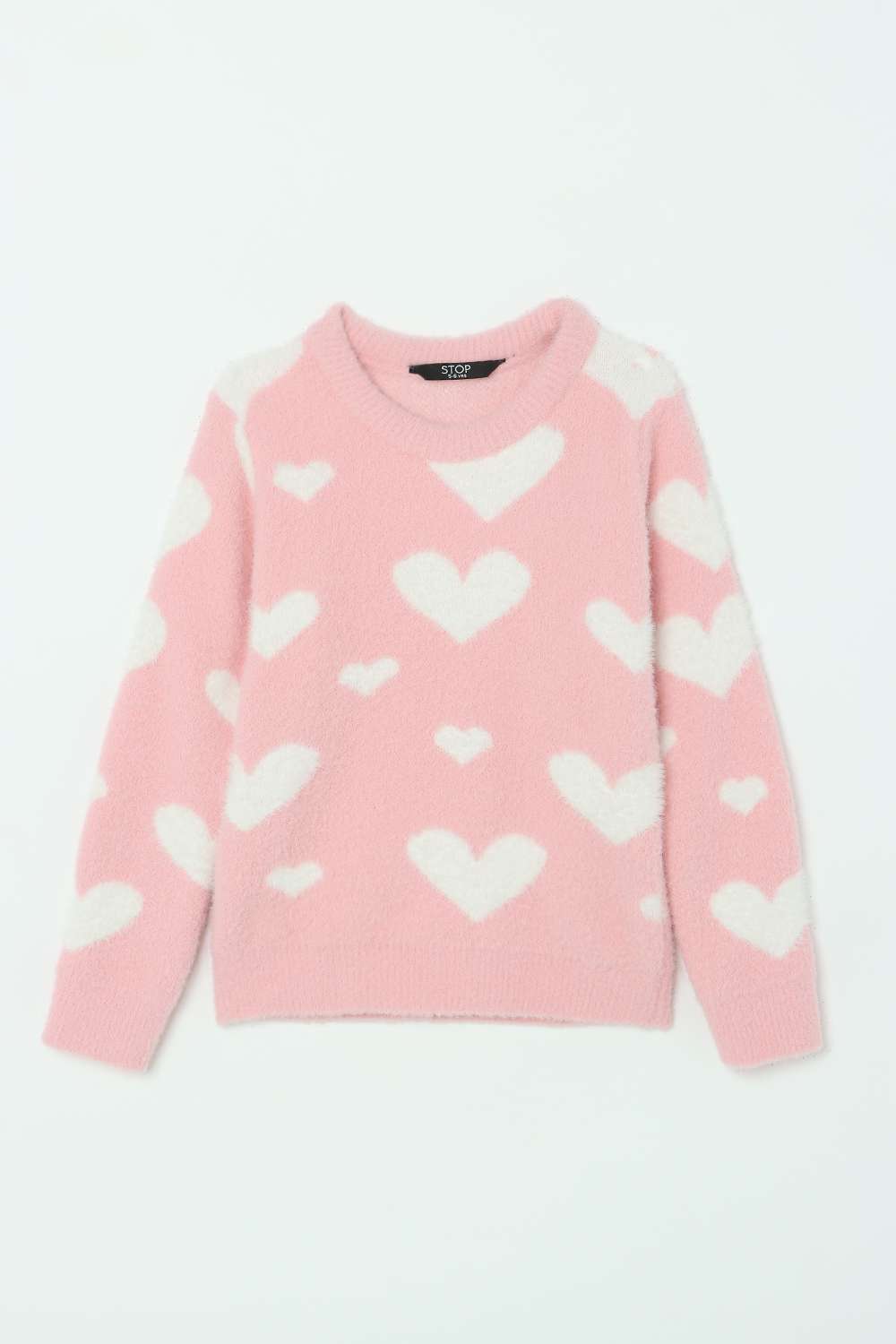 Solid-Blended-Fabric-Round-Neck-Girls-Sweater