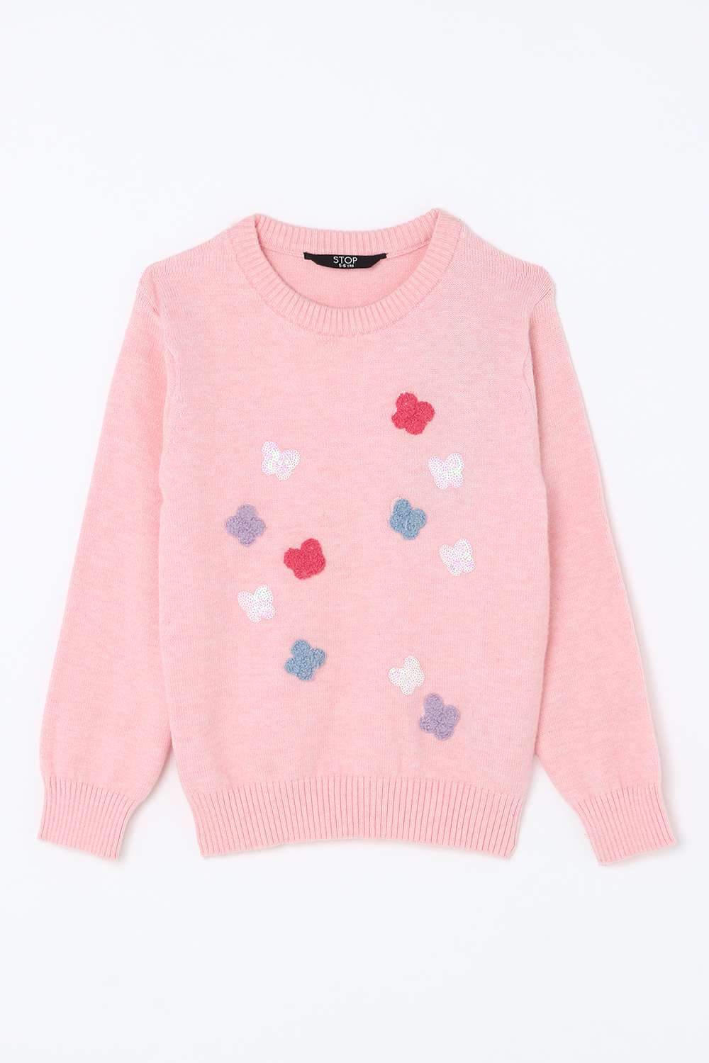Embroidered-Blended-Fabric-Round-Neck-Girls-Winter-Wear-Sweater