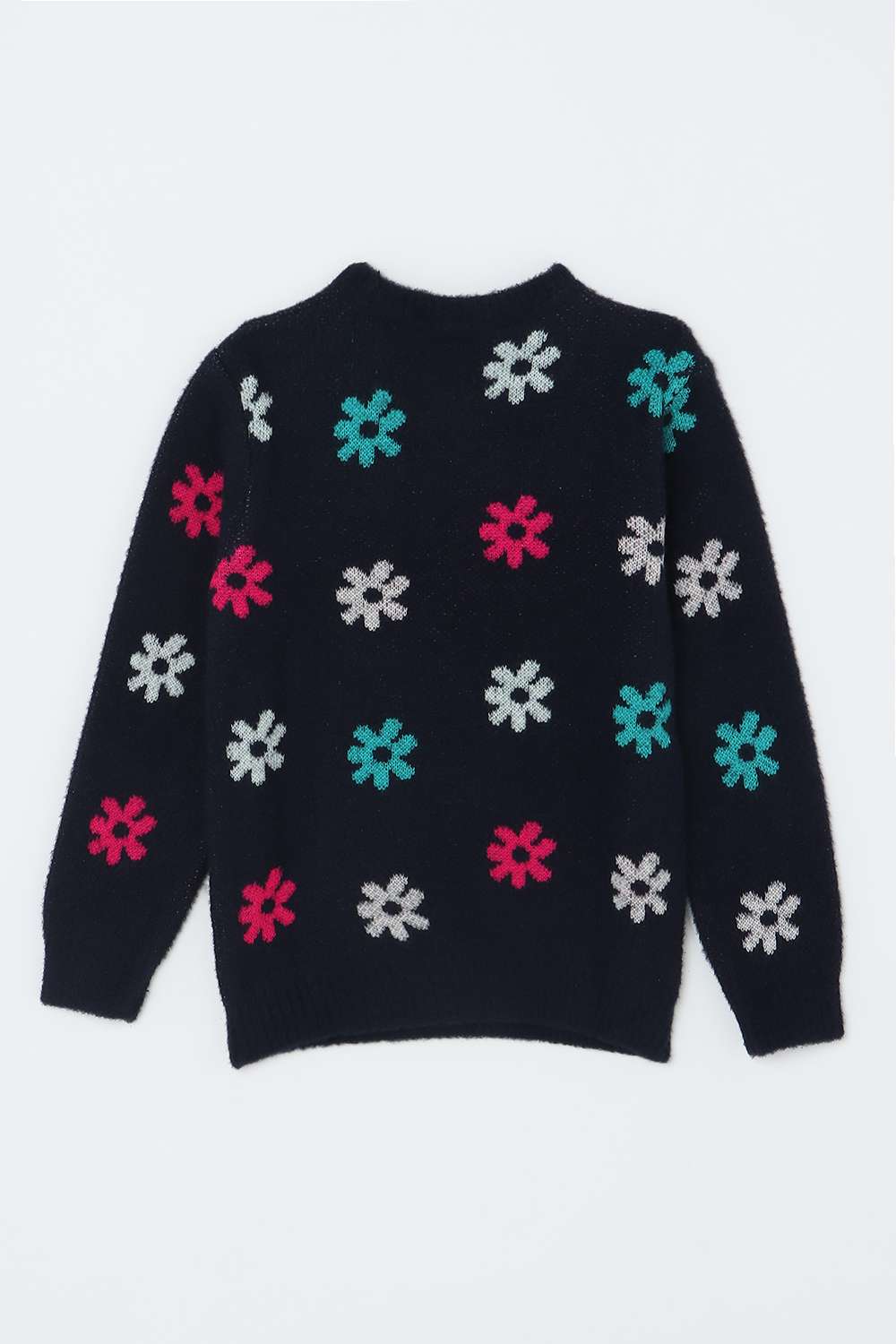 Solid-Blended-Fabric-Round-Neck-Girls-Sweatshirt