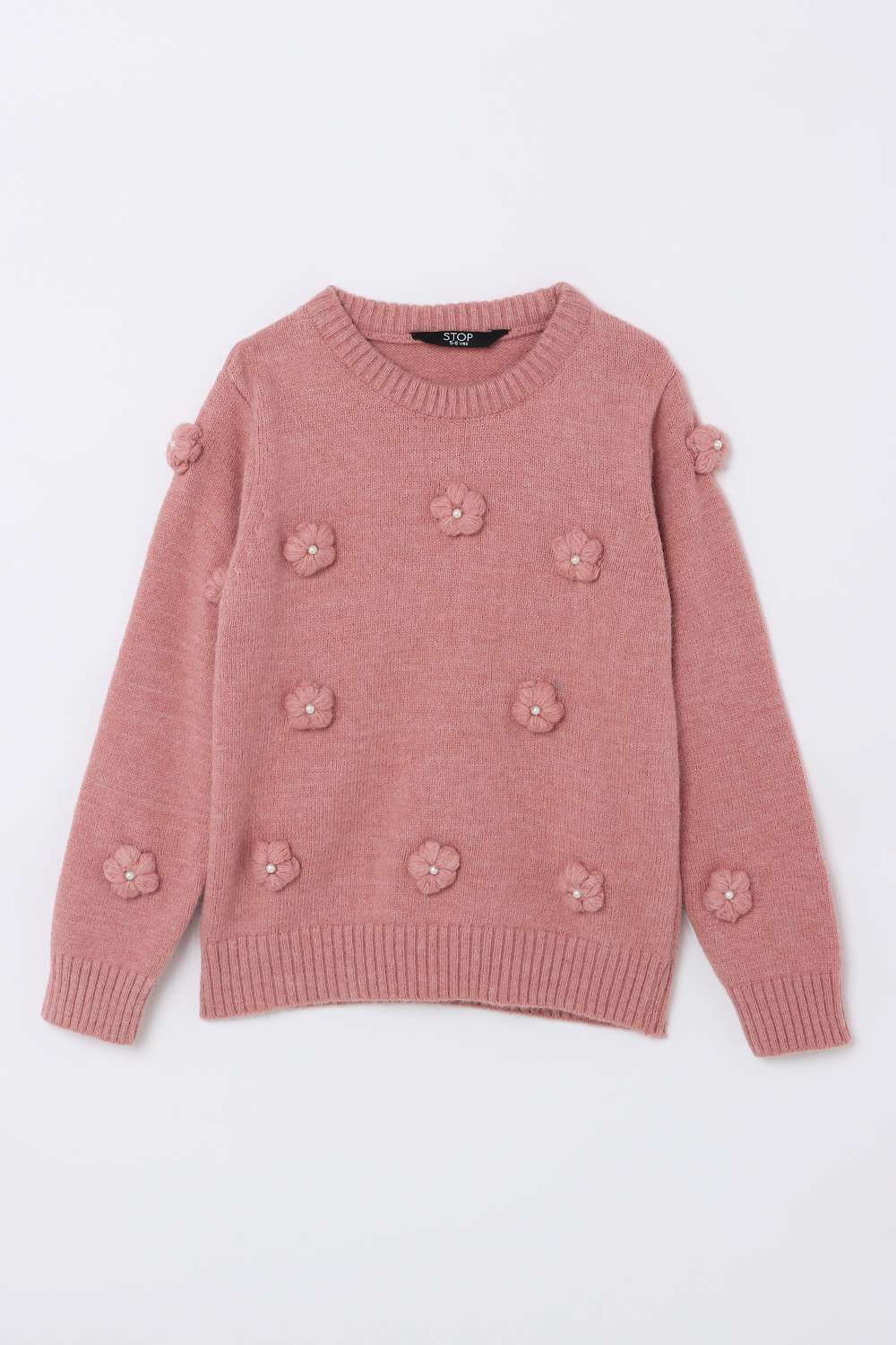 Embroidered-Blended-Fabric-Round-Neck-Girls-Winter-Wear-Sweater