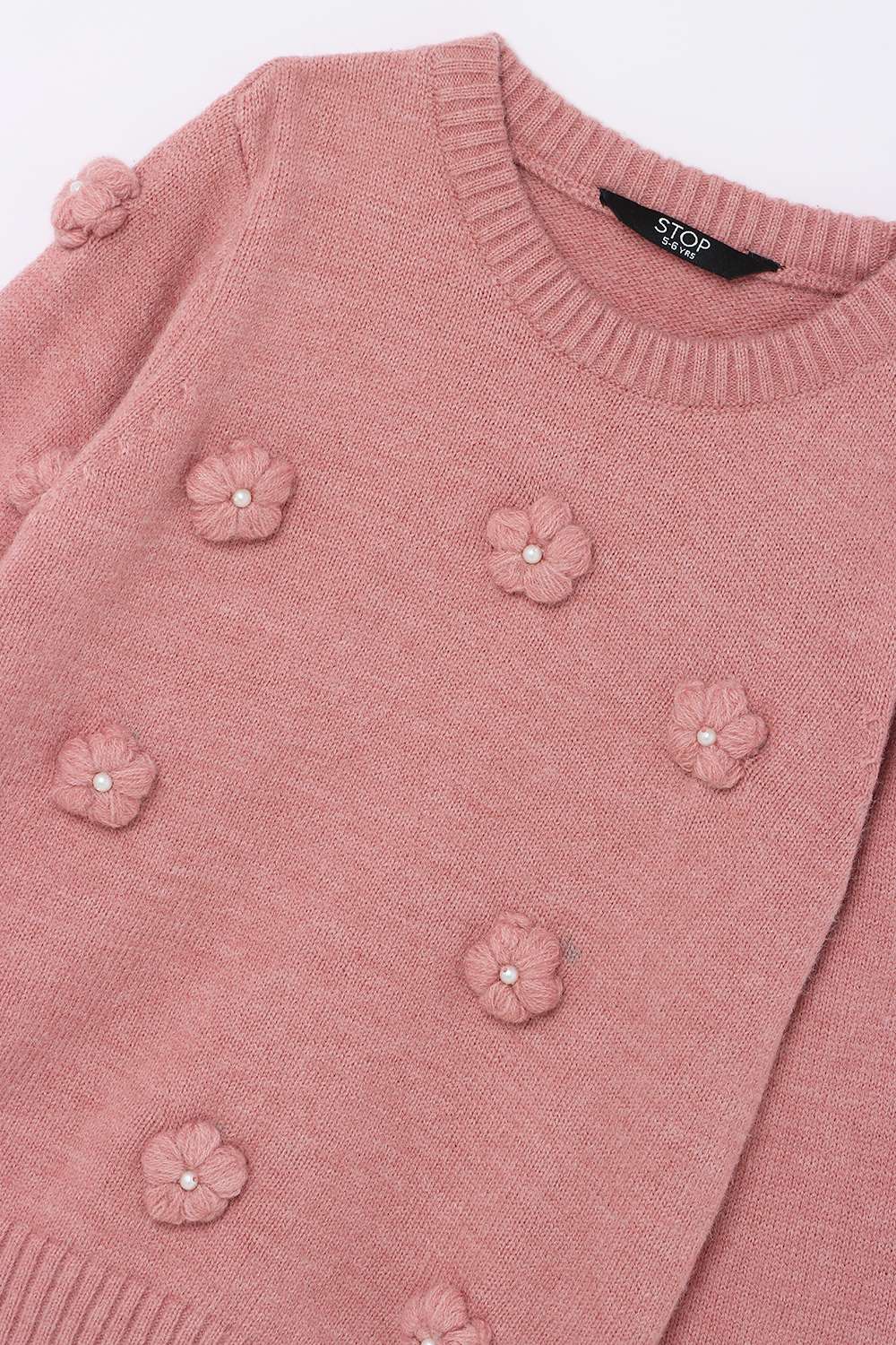Embroidered-Blended-Fabric-Round-Neck-Girls-Winter-Wear-Sweater