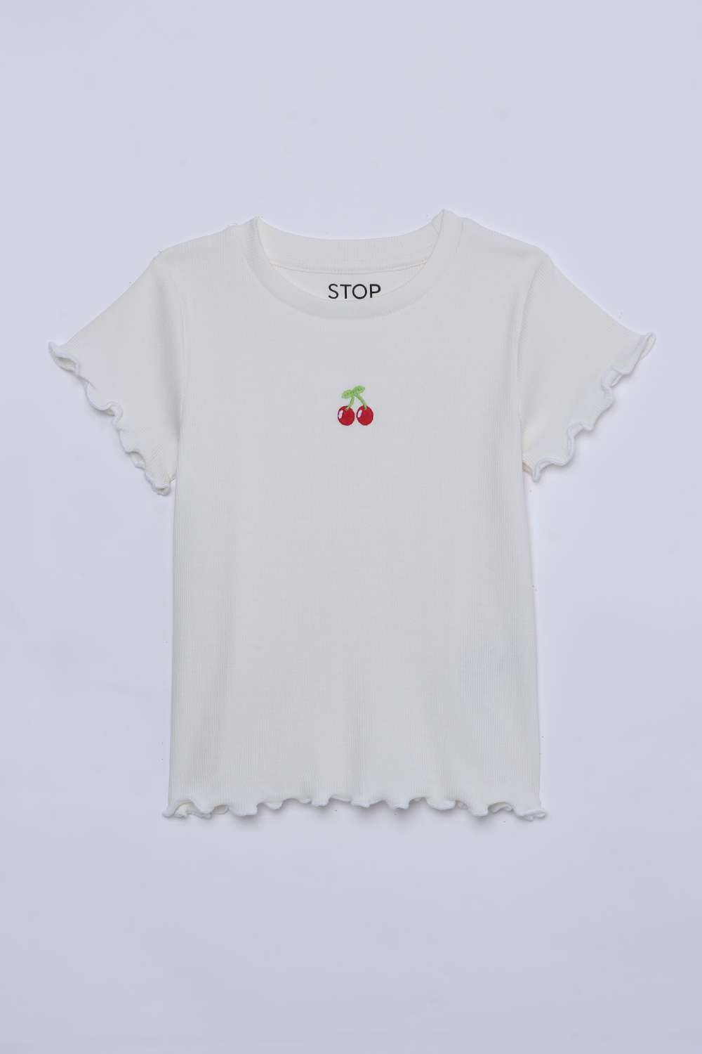 Embroidered-Blended-Fabric-Round-Neck-Girls-T-Shirt