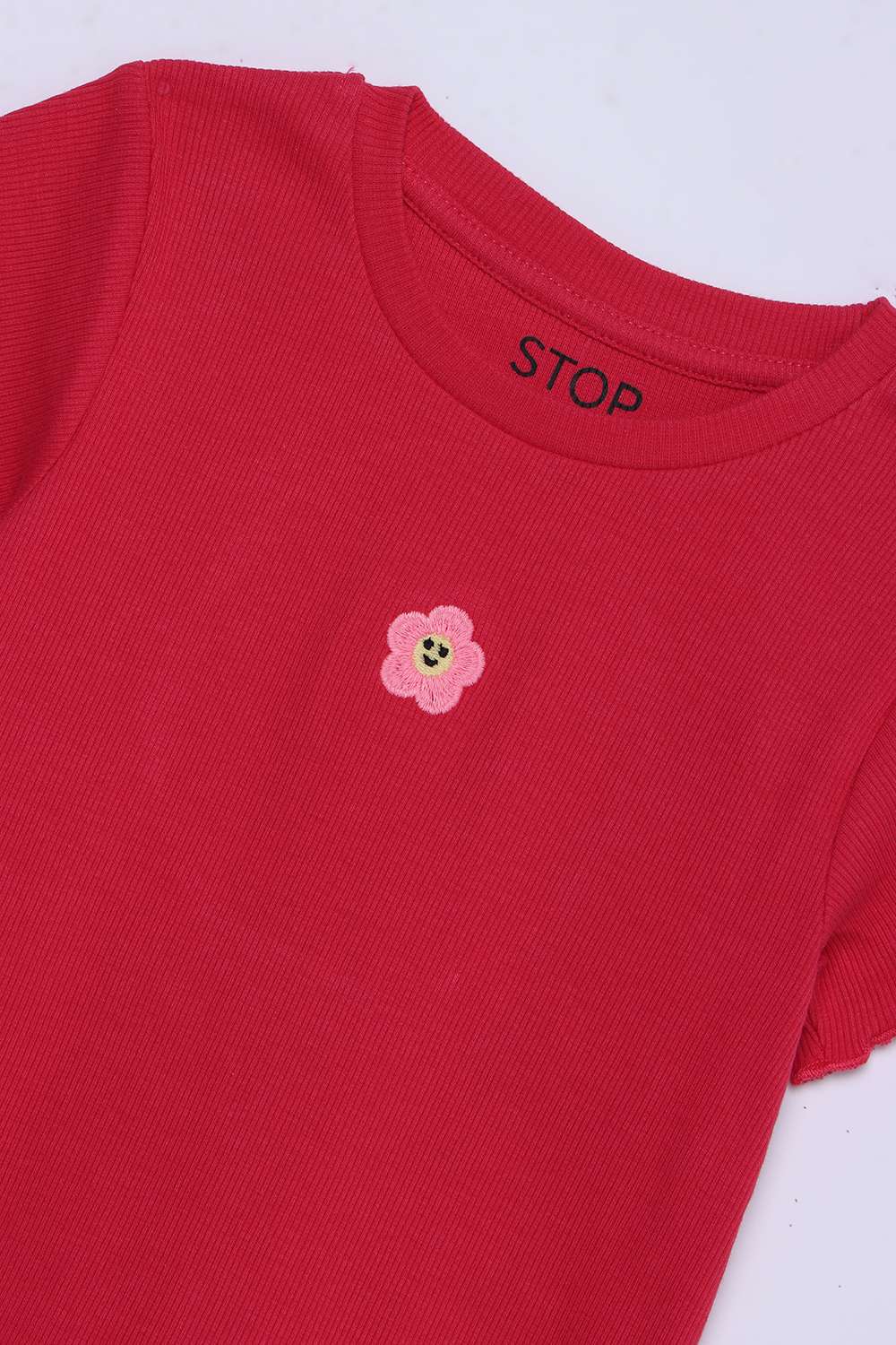 Floral-Blended-Fabric-Round-Neck-Girls-T-Shirt