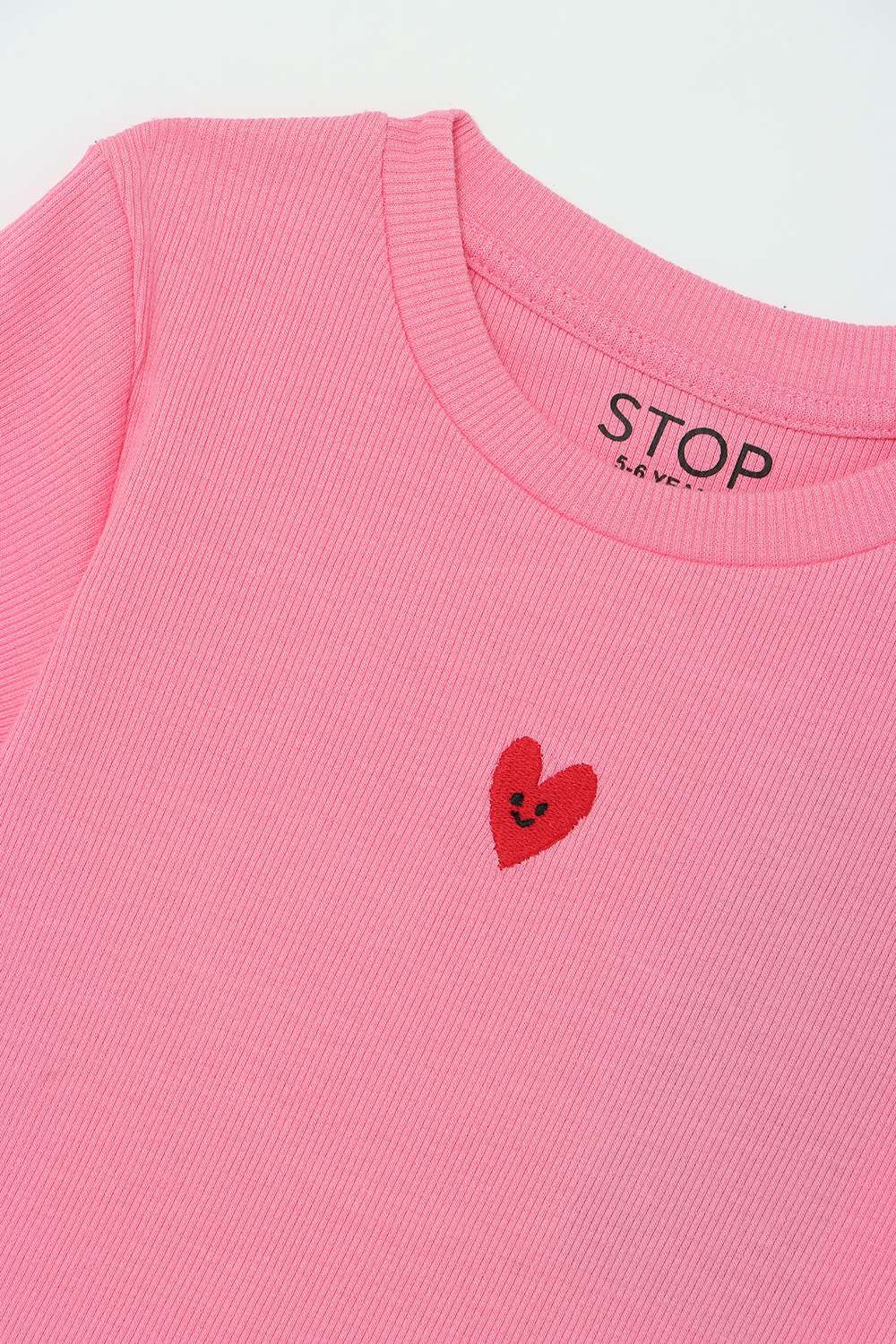 Solid-Blended-Fabric-Round-Neck-Girls-T-Shirt