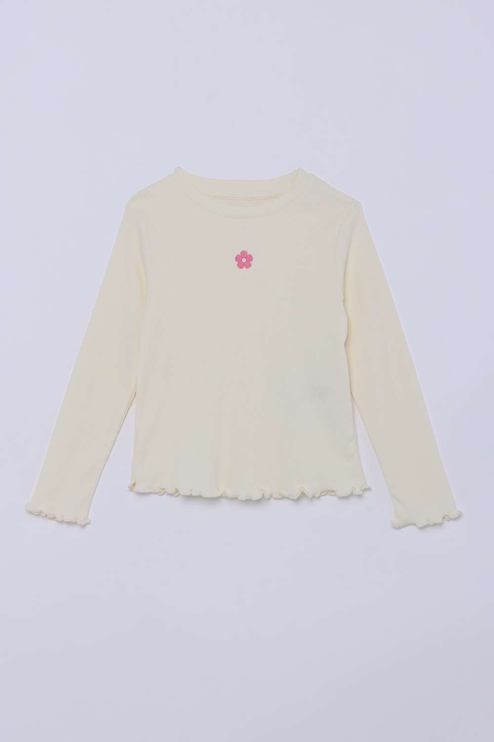 Solid-Blended-Fabric-Round-Neck-Girls-Top
