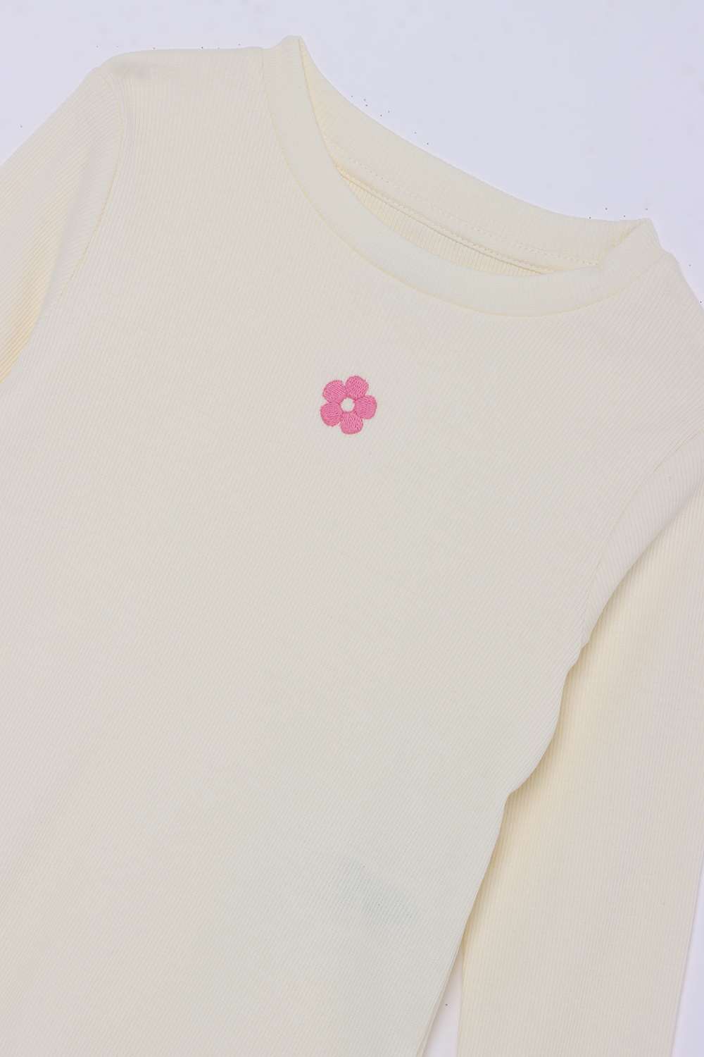 Solid-Blended-Fabric-Round-Neck-Girls-Top