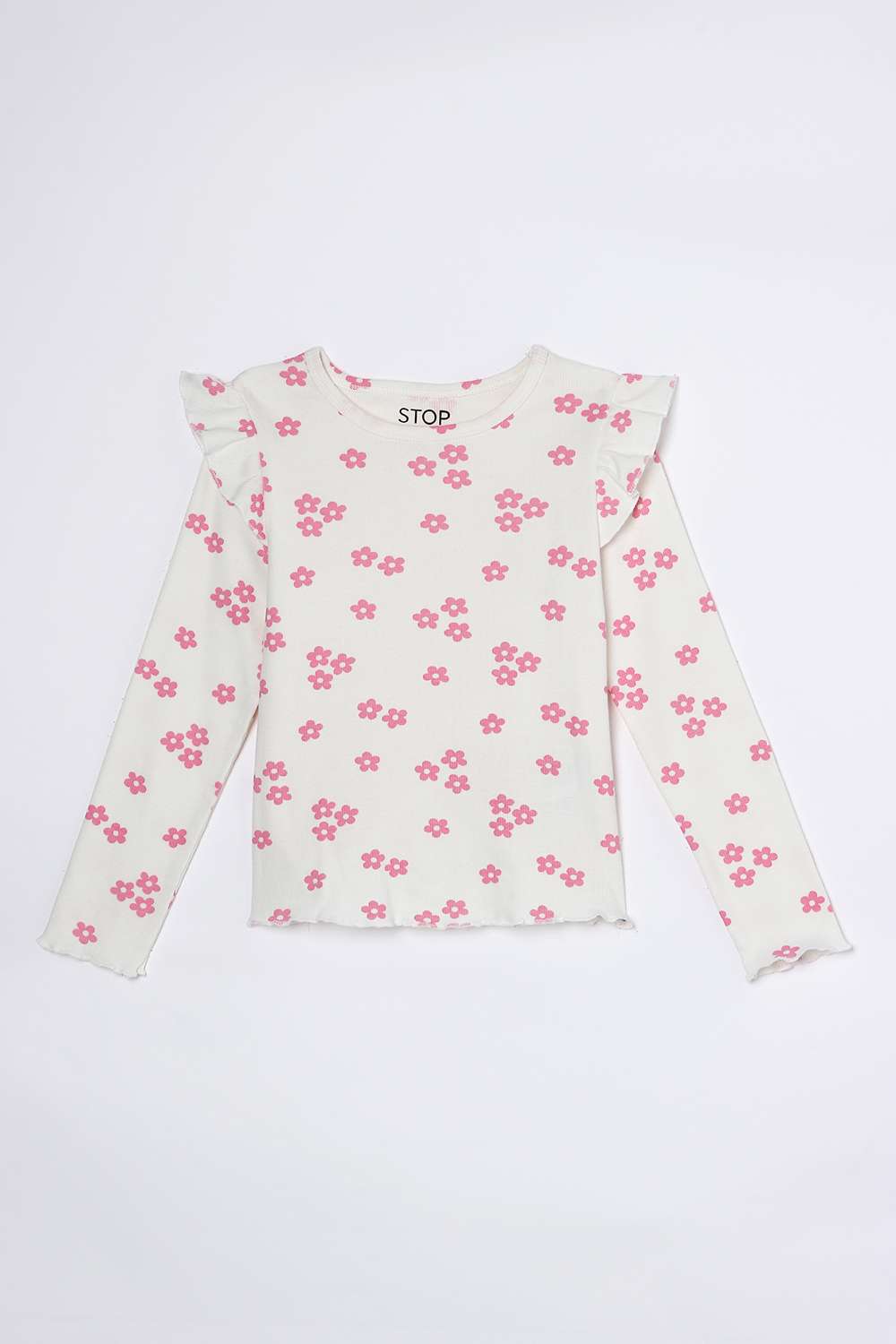 Floral-Blended-Fabric-Round-Neck-Girls-Top