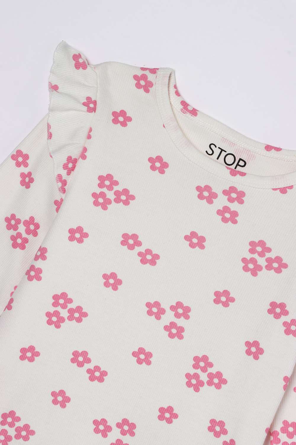Floral-Blended-Fabric-Round-Neck-Girls-Top
