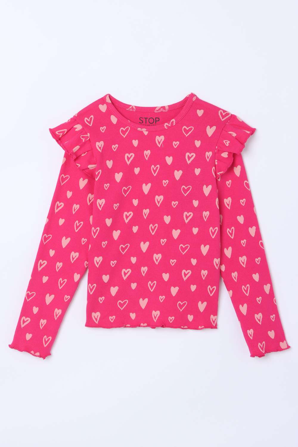 Printed-Blended-Fabric-Round-Neck-Girls-Top