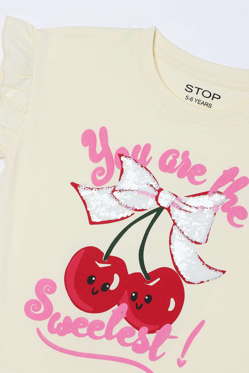 Graphic-Print-Blended-Fabric-Round-Neck-Girls-T-Shirt