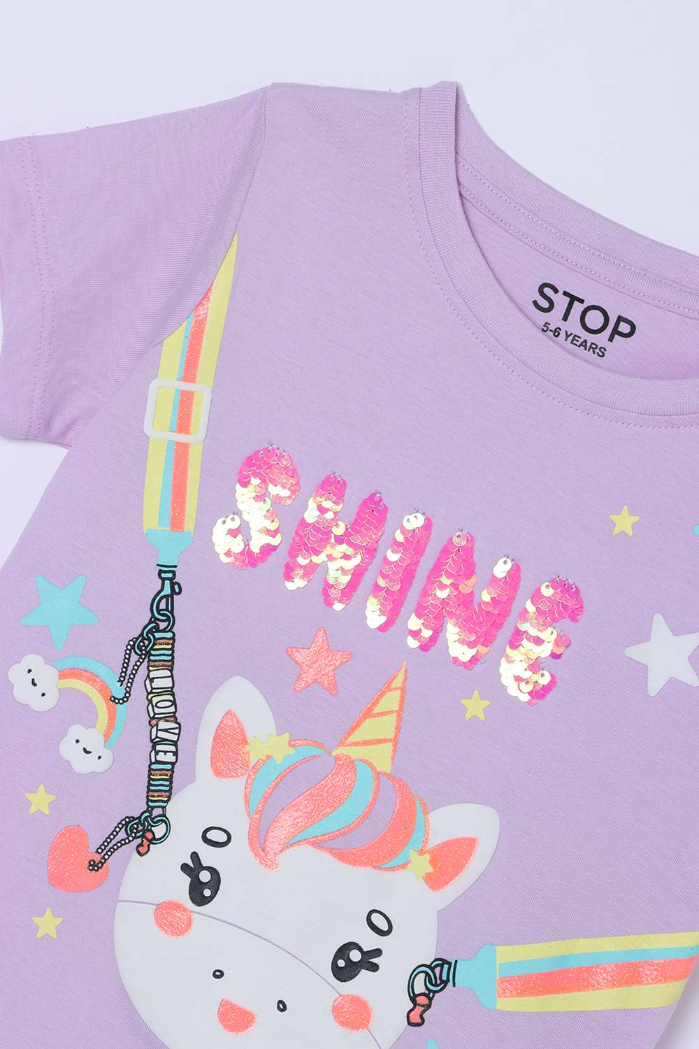 Character-Print-Blended-Fabric-Round-Neck-Girls-T-Shirt