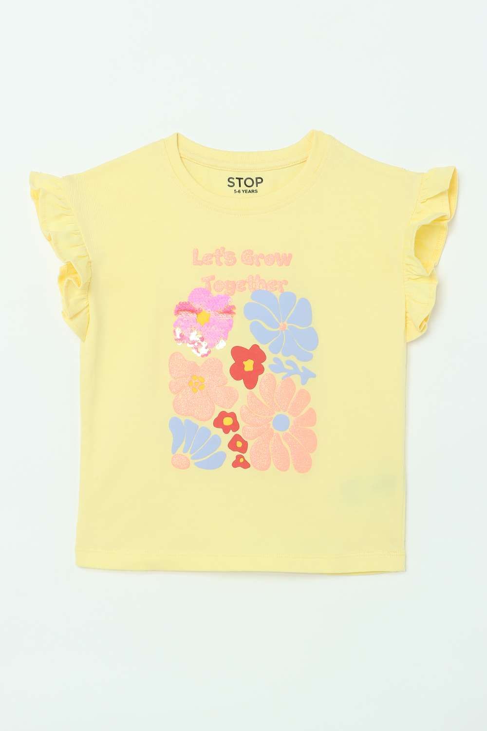 Solid-Blended-Fabric-Round-Neck-Girls-T-Shirt